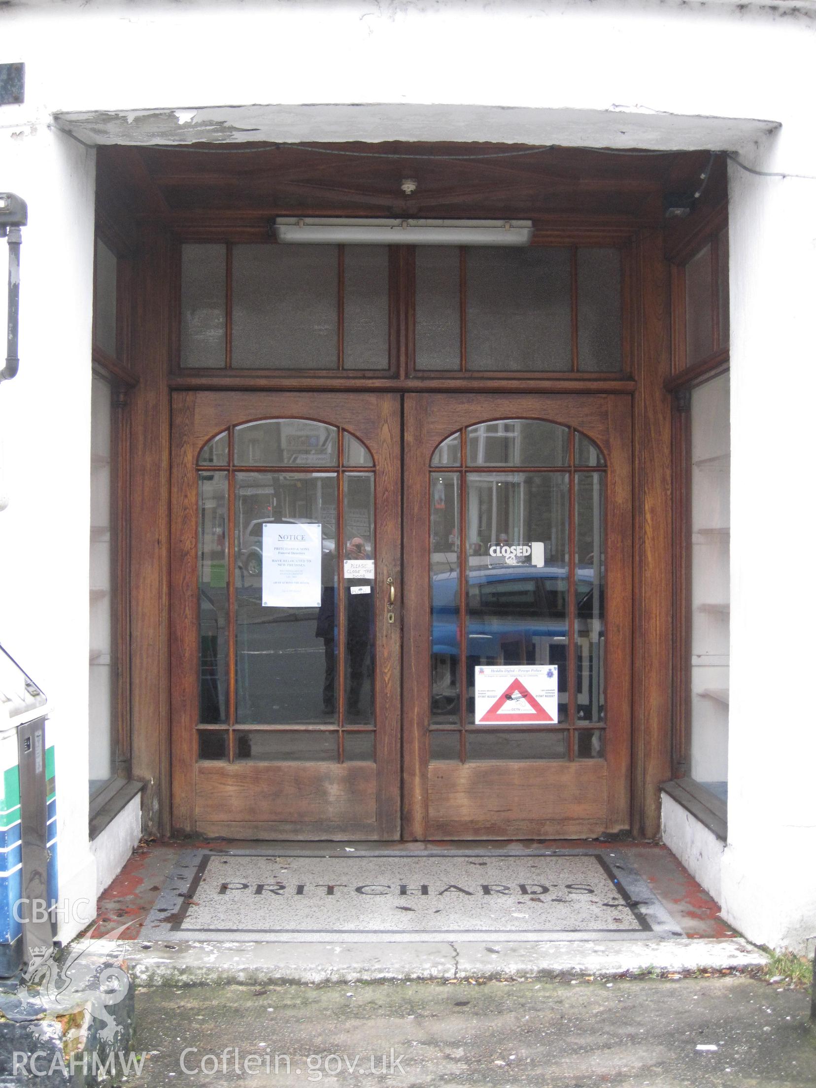 Main entrance doorway to Pritchard's Garage, Llandrindod Wells.