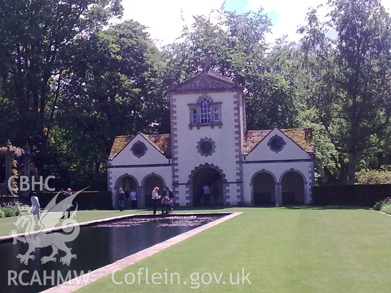 Front facade of Pin Mill and lily pond.