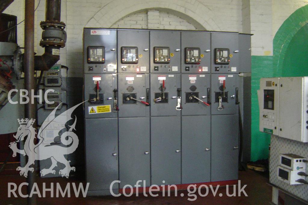 Tower Colliery compressor house: compressor control cabinets, taken by Brian Malaws on 14 January 2008.