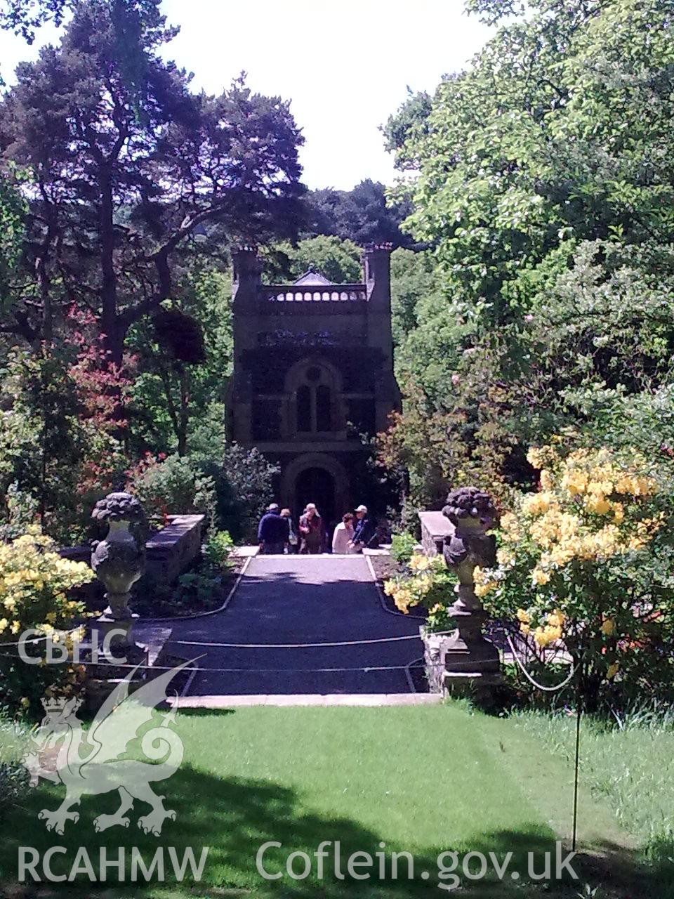 The steps leading down to the Poem Mausoleum, Bodnant.
