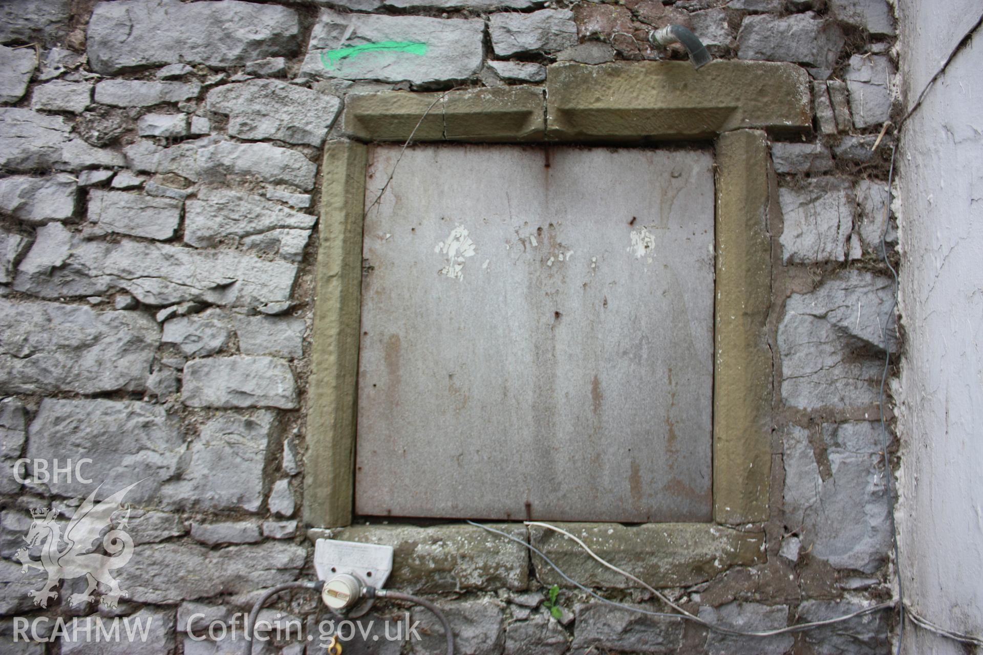 Exterior, window detail to west wall of rear wing.