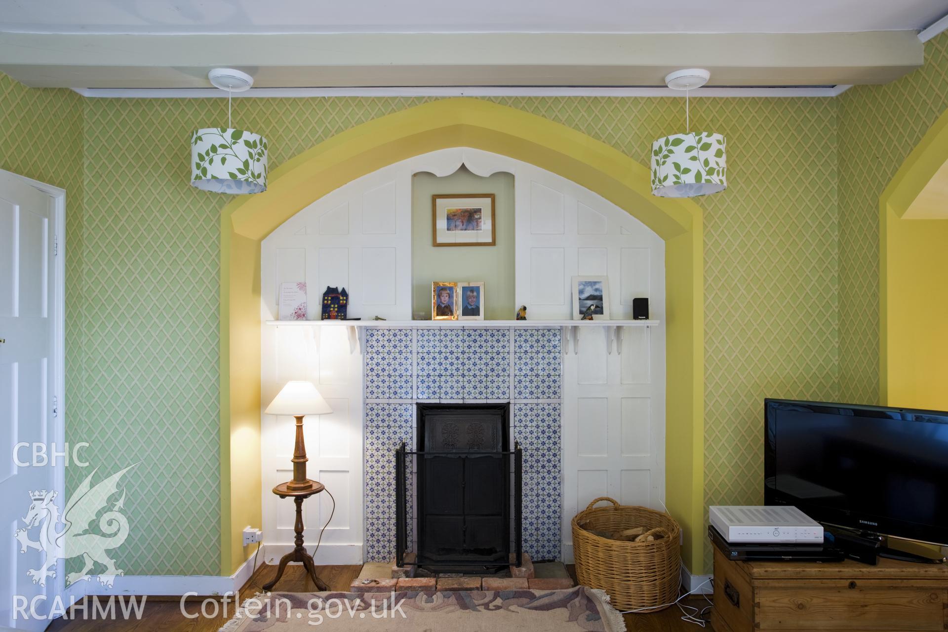 Lounge fireplace.