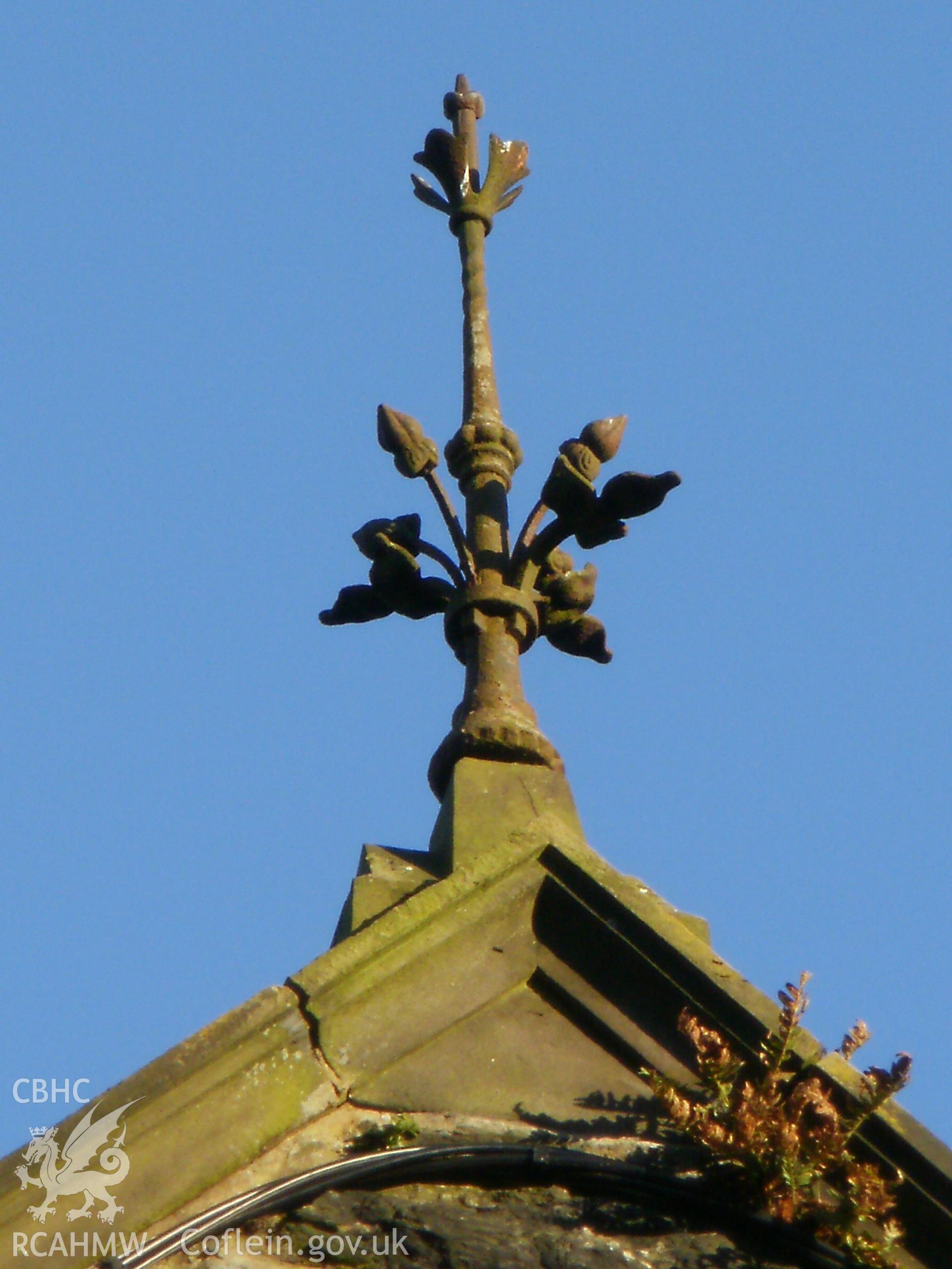 Finial on apex of north west Sunday school front.