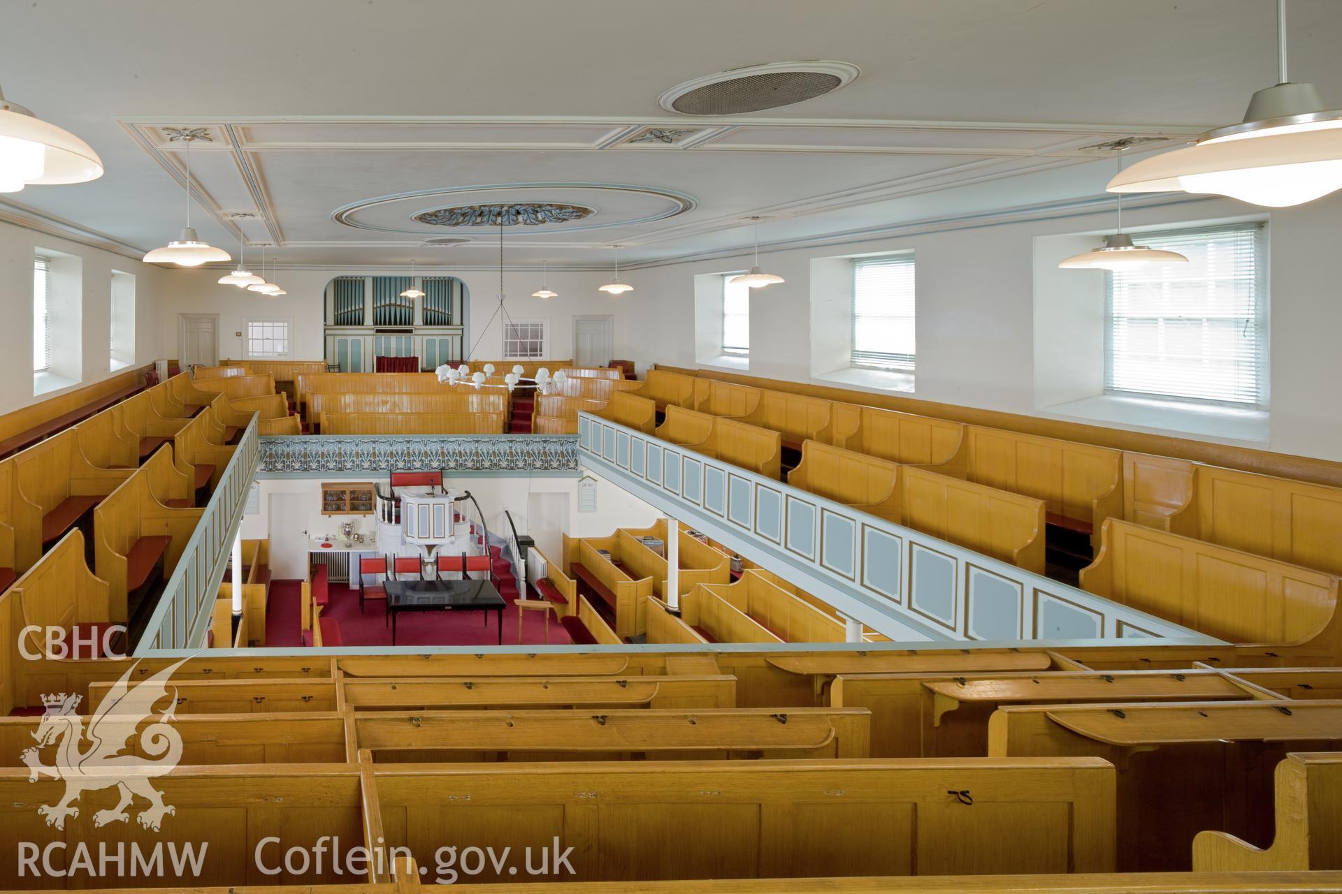 Interior looking south southeast from the first floor balcony.