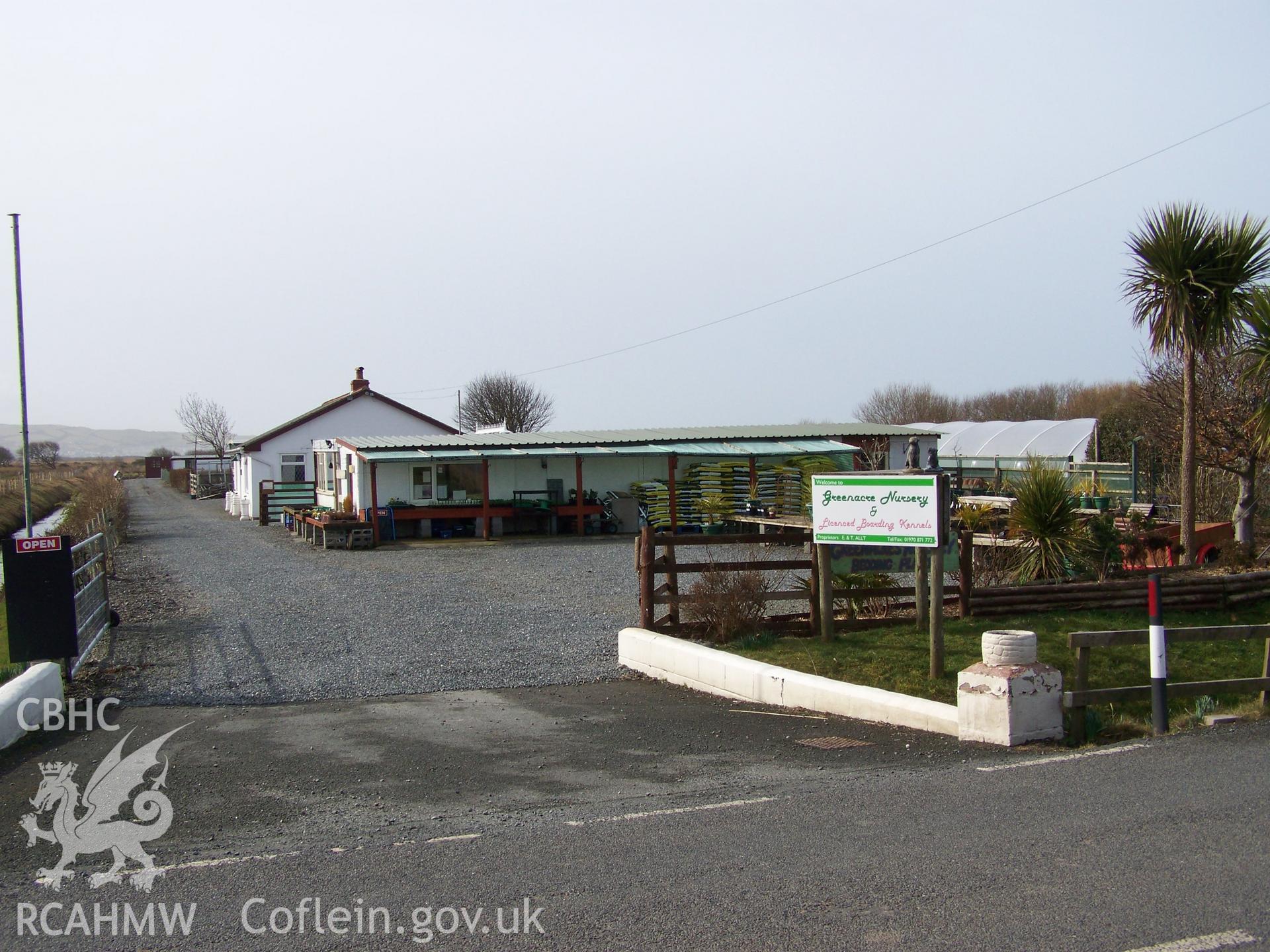 Entrance to Greenacre Nurseries - the allotment formerly associated in historic sales particulars with the Gogerddan Arms - from the road (looking south)