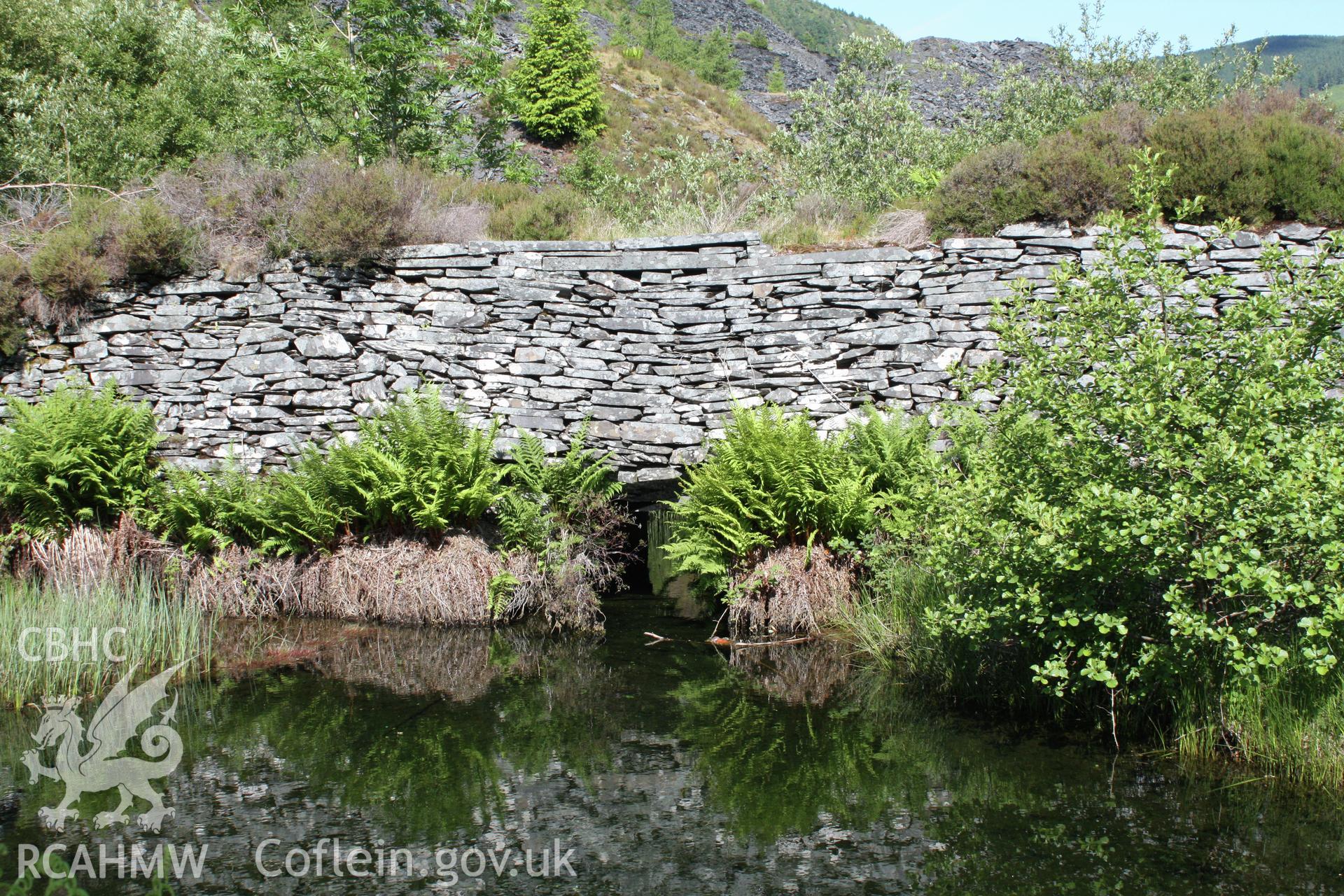 Aberllefenni Slate Quarry reservoir dam.