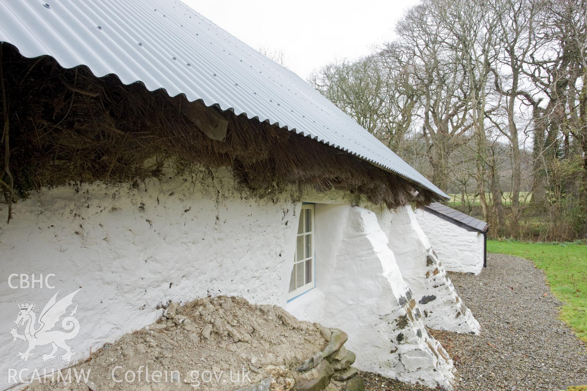 Detail of southeast wall showing surviving underthatch.