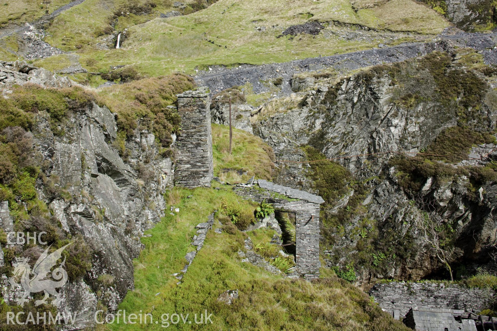Chimneys for winding house, viewed from the south.