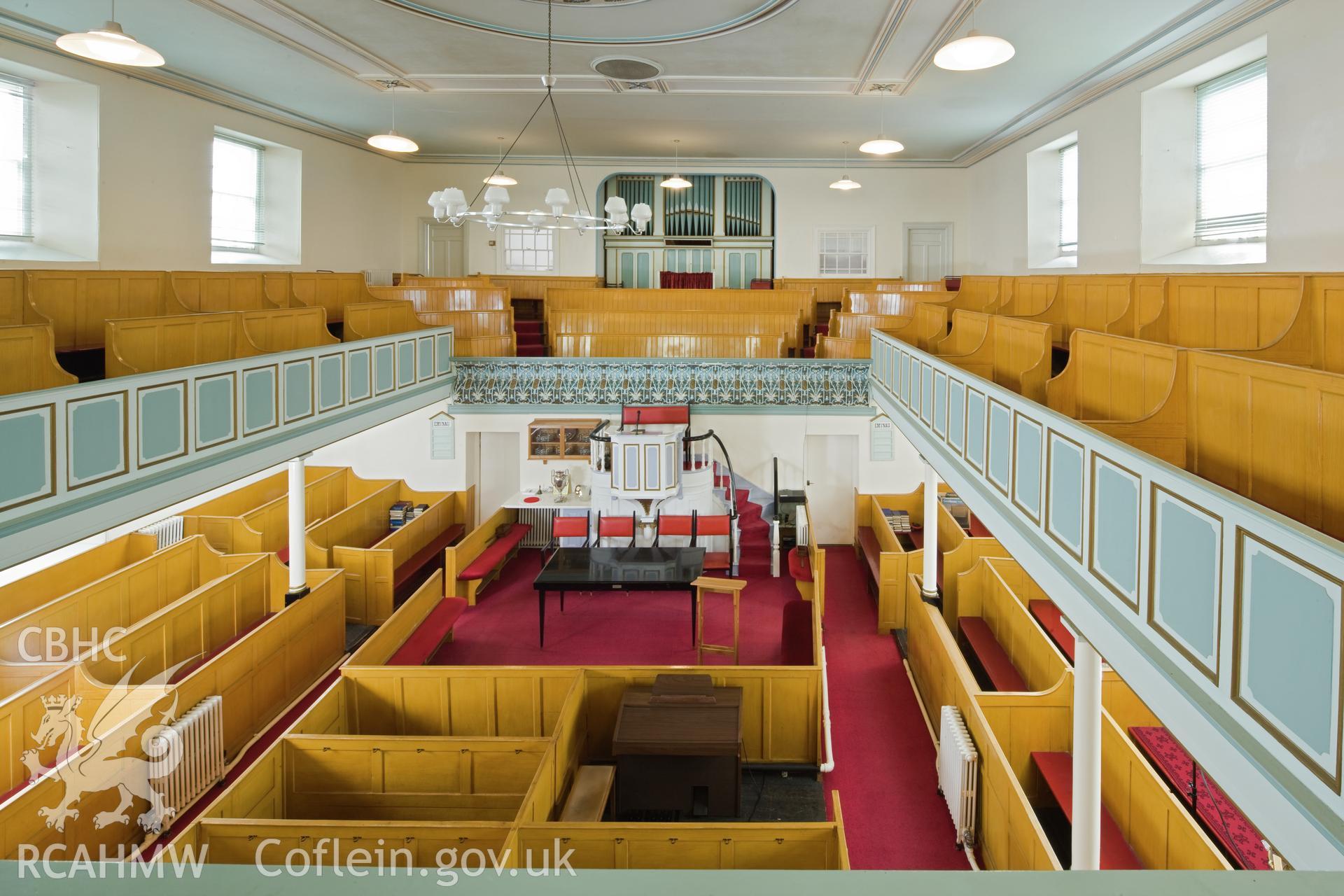 Interior looking south southeast from the first floor balcony.