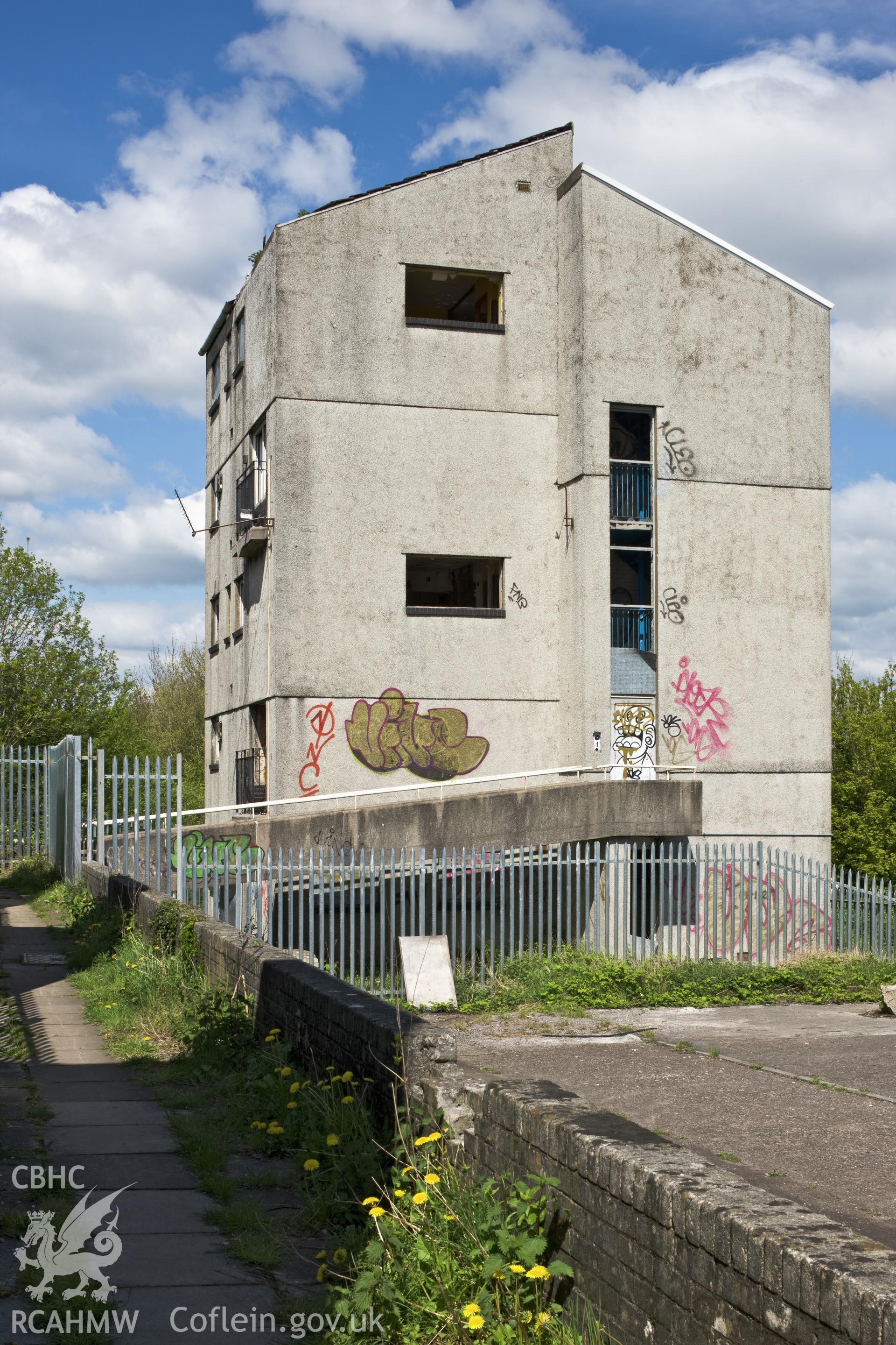 North tower, Highfield Road, from the southwest.