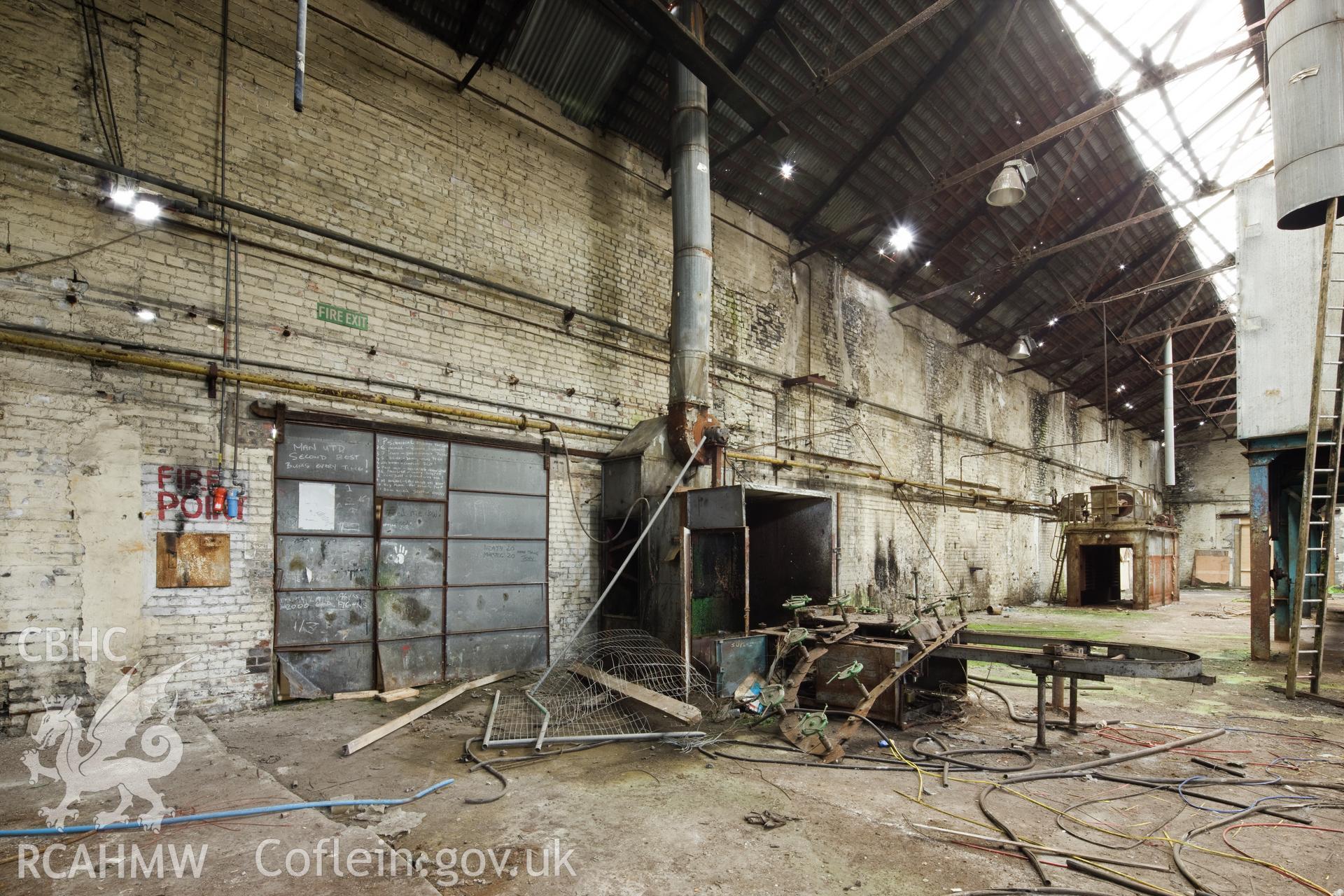 Paint spraying booth, and associated equipment, east wing.