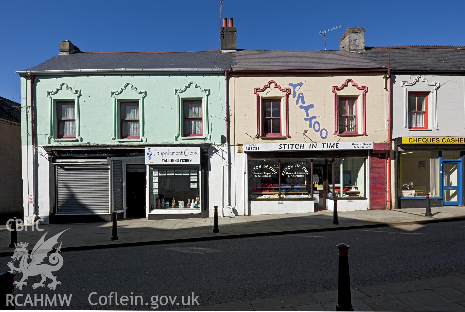 Merthyr High Street from the north, west side, building by building going north.