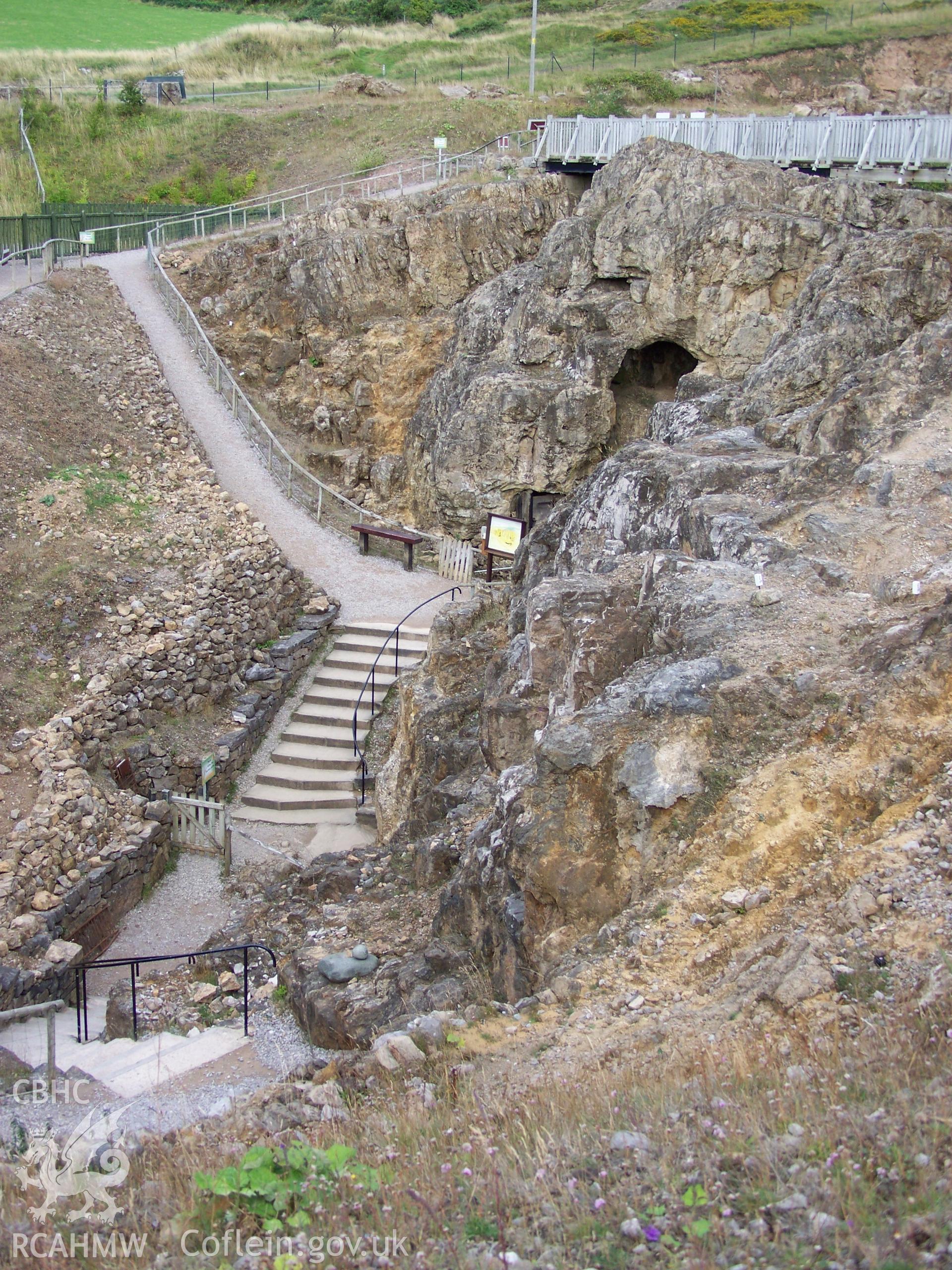 Visitor access trail and stairs to underground tunnel entrances