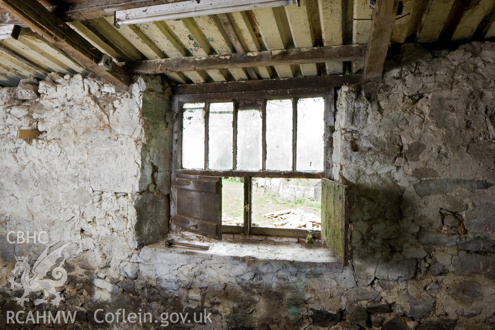 Detail of rear window, interior.
