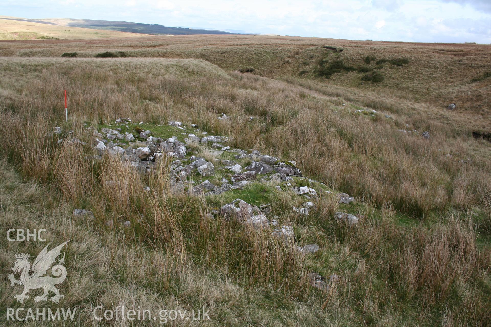 Long hut viewed from the south; 1m scale.