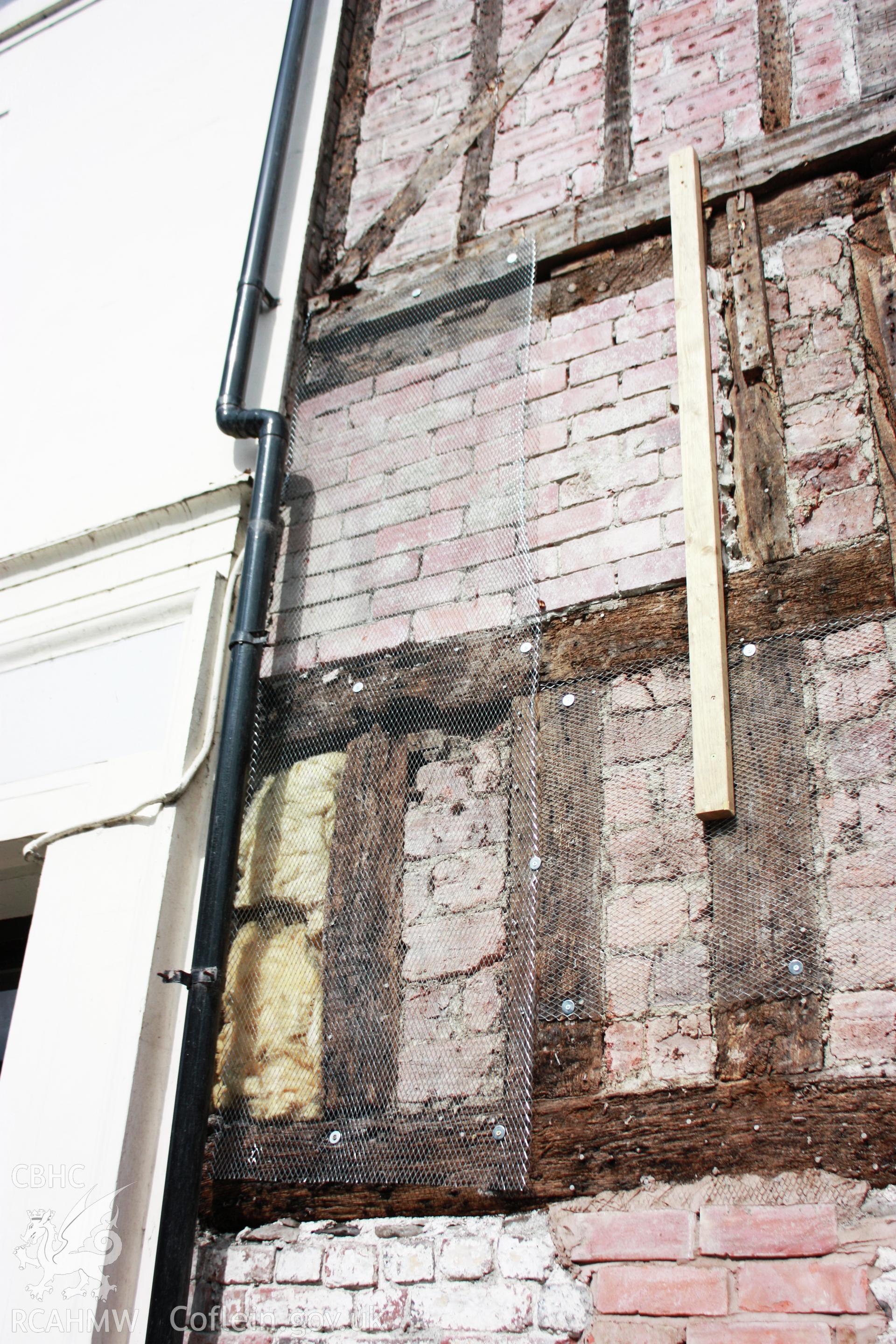 South elevation, detail on left side of close-studding.