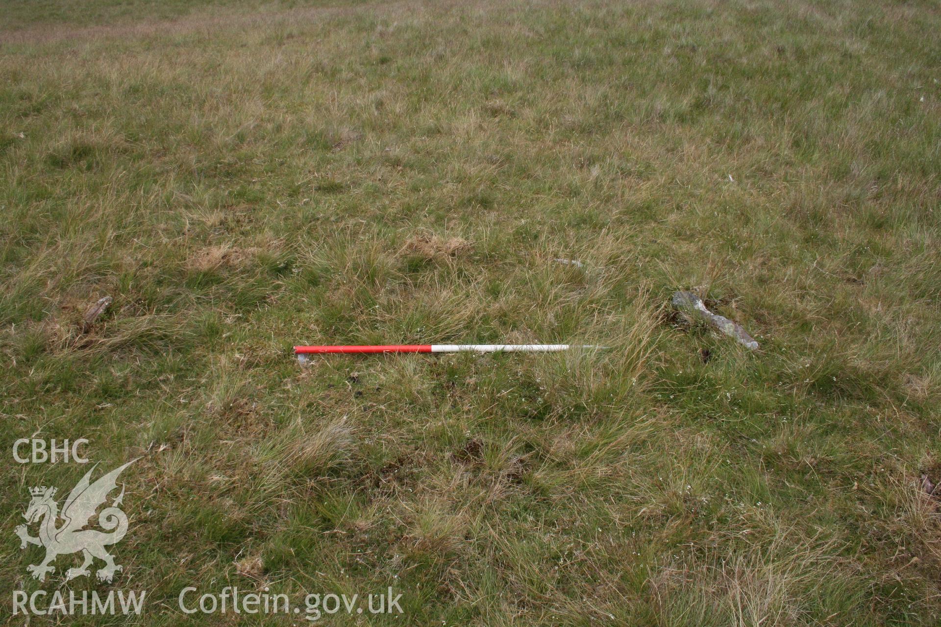 Ring of edge-set slabs partially exposed to the immediate east of the cairn; 1m scale.