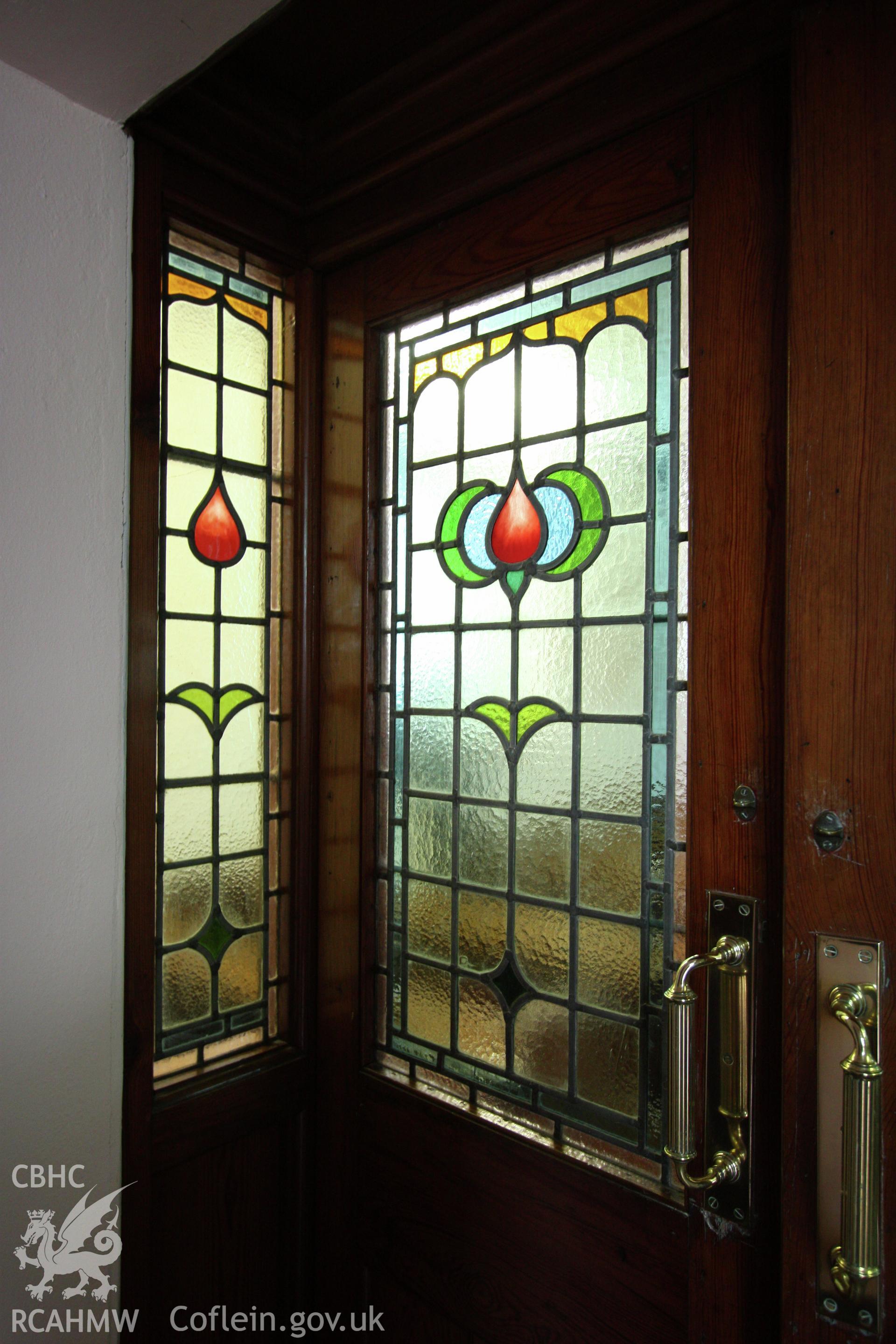 Bethel Baptist chapel, detailed of stained glass in entrance.