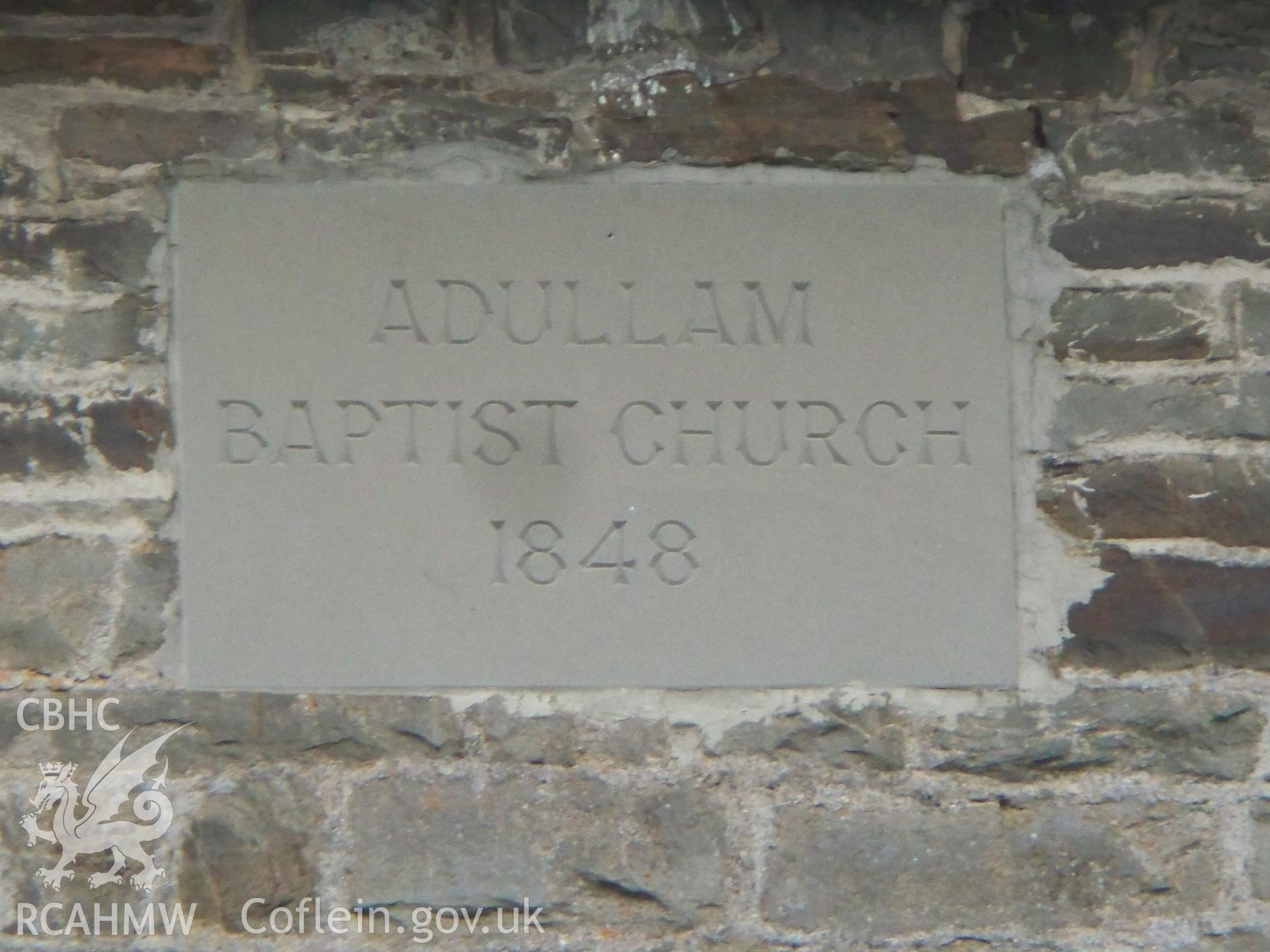 Date and name plaque on the south east front.