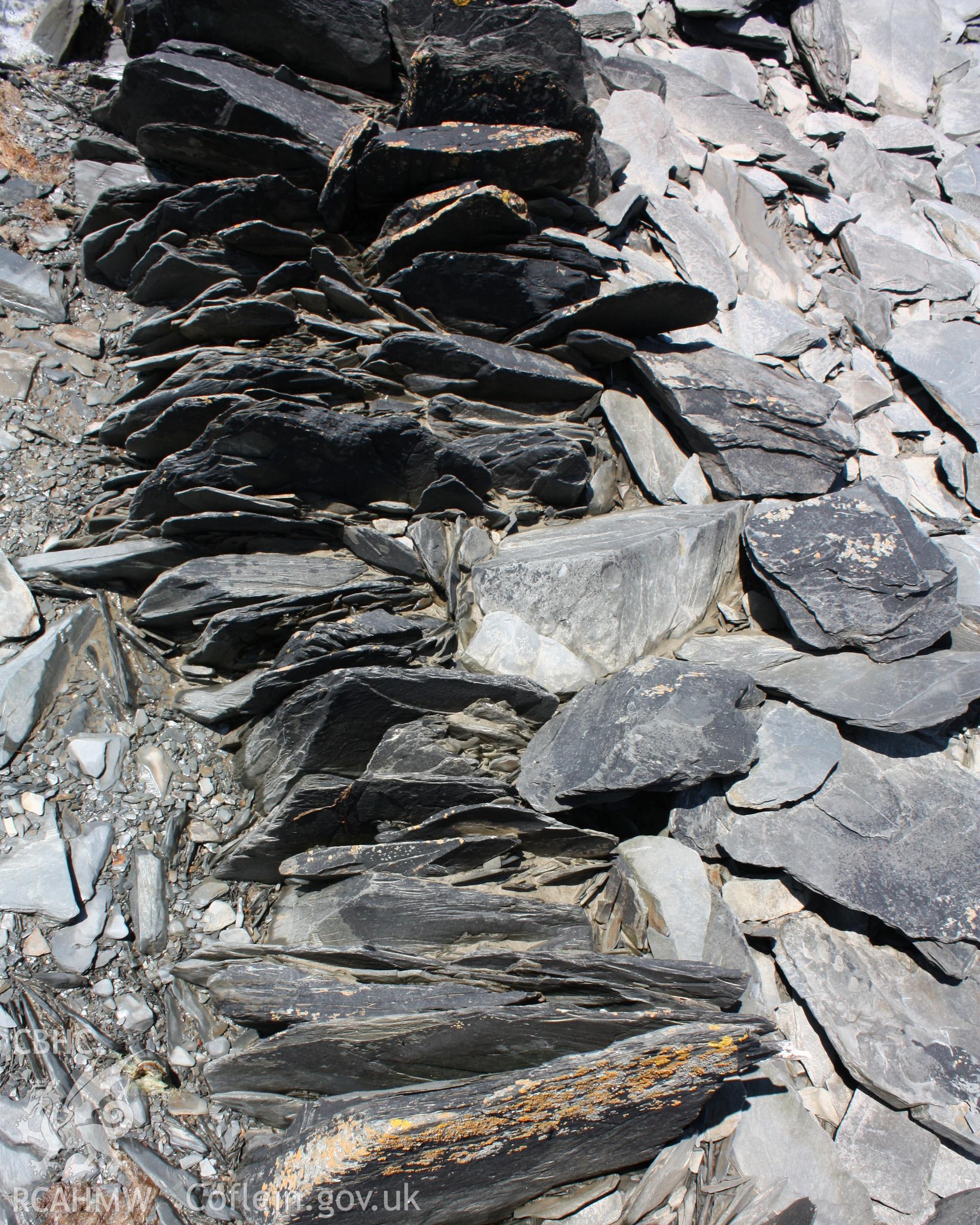 Slate waste stacked to form the breastwork of the quay