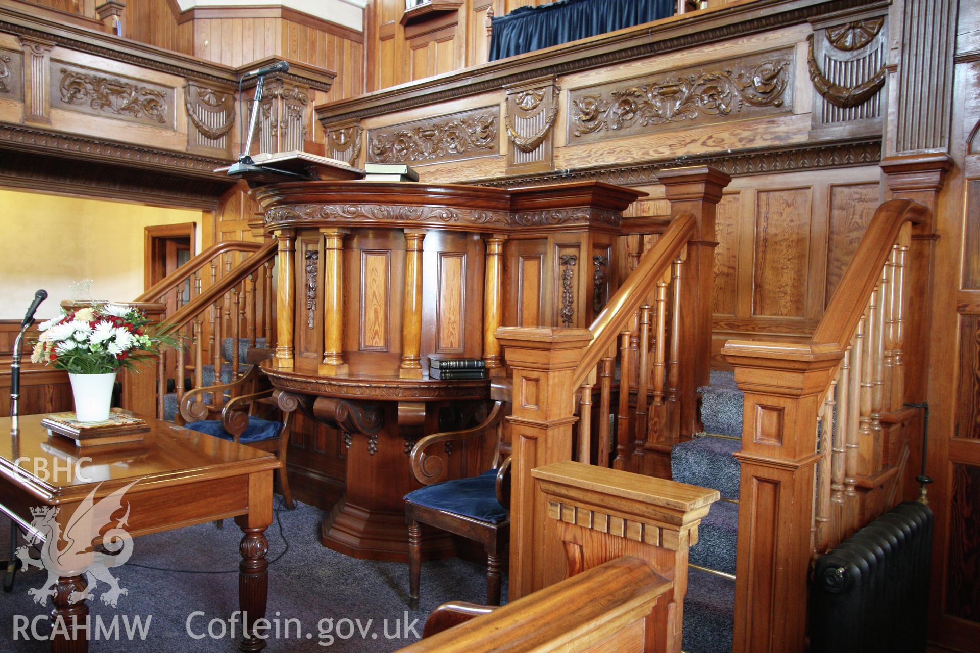 Tabernacle Independent Chapel interior, detail of pulpit.