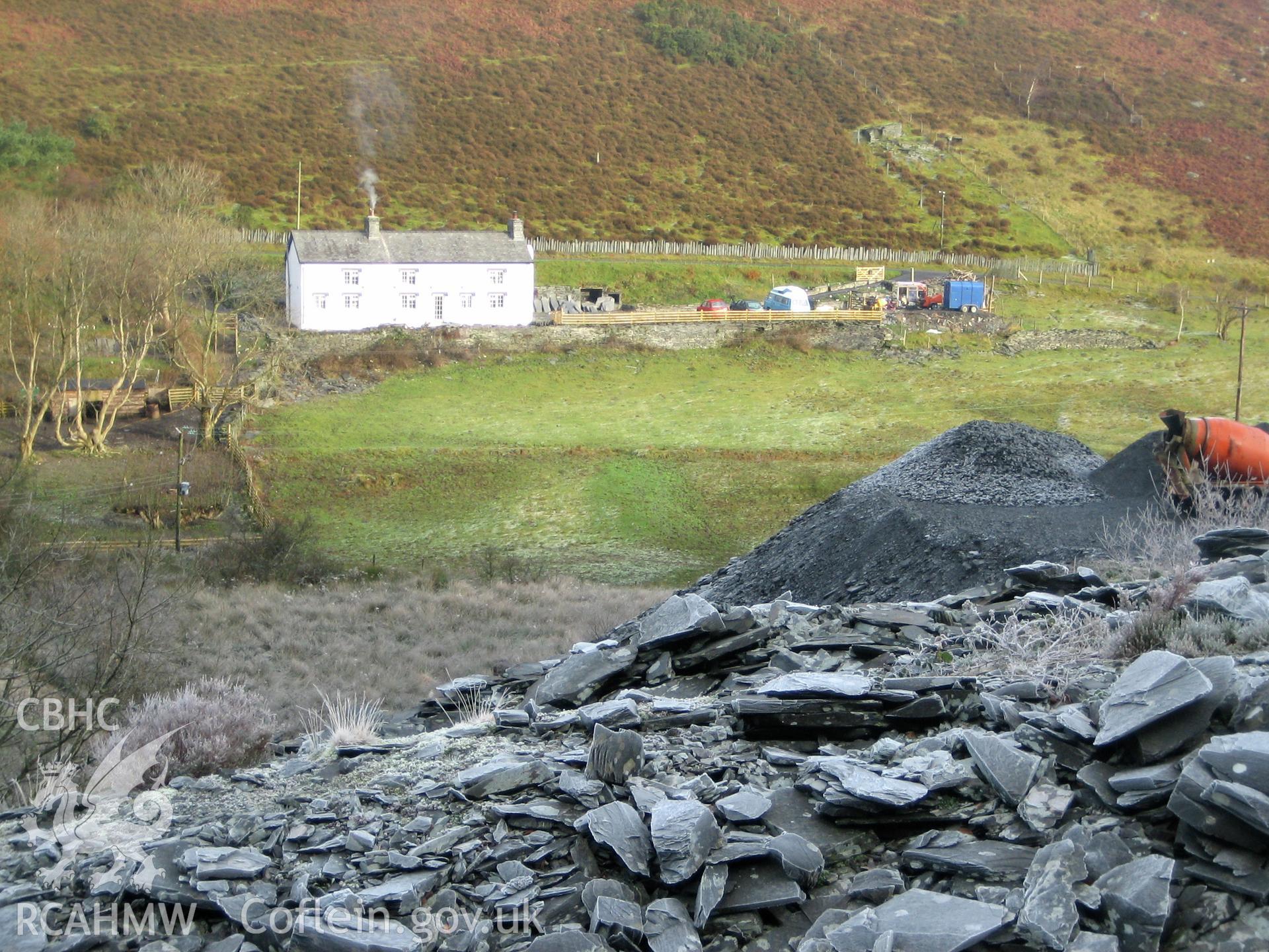 Blue Cottages, in 2008 following restoration into one property  Front elevation taken from the Aberllefenni Slate Quarry to the south.