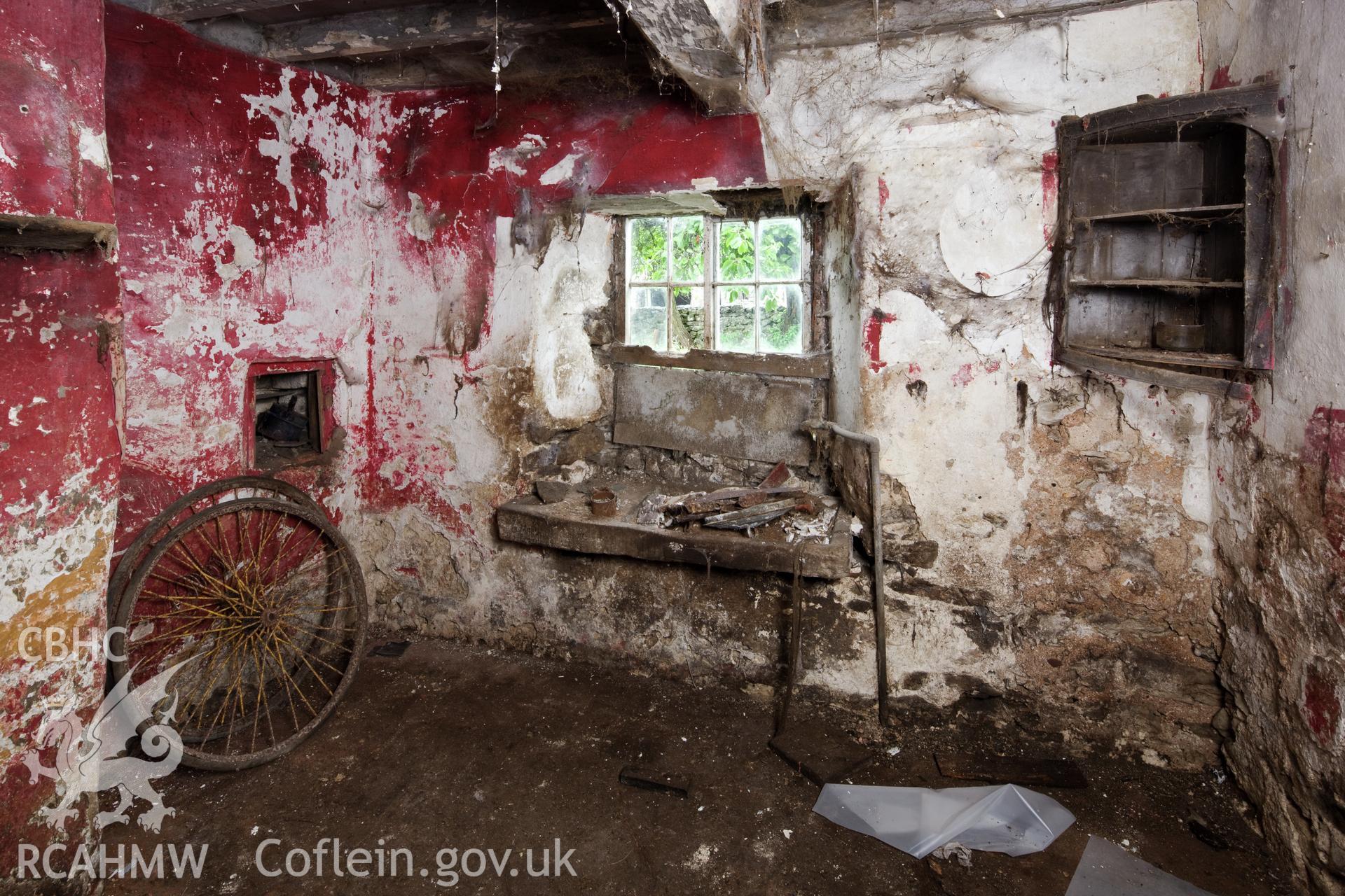 Parlour, cut stone sink on window.