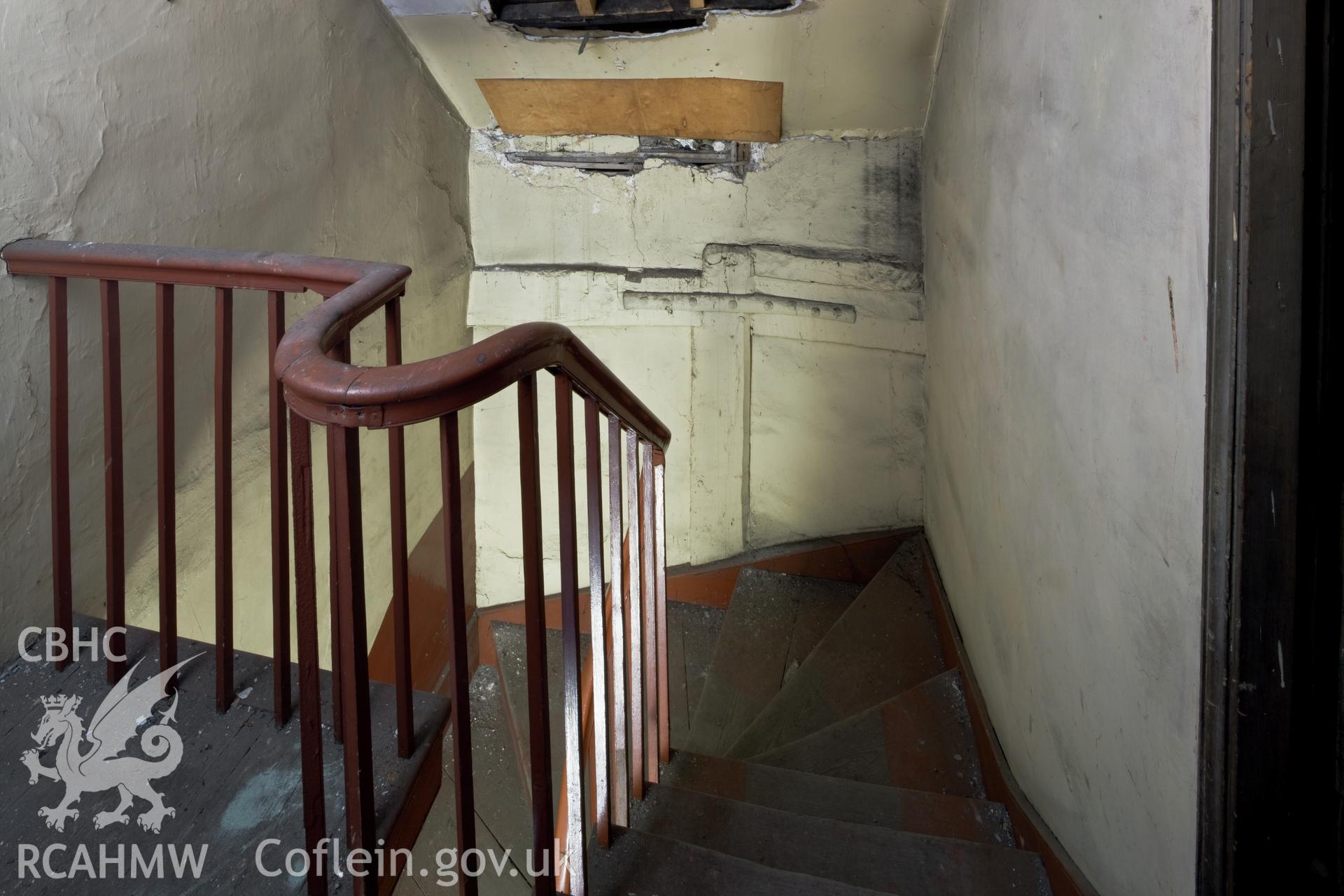 Wall framing on stair.