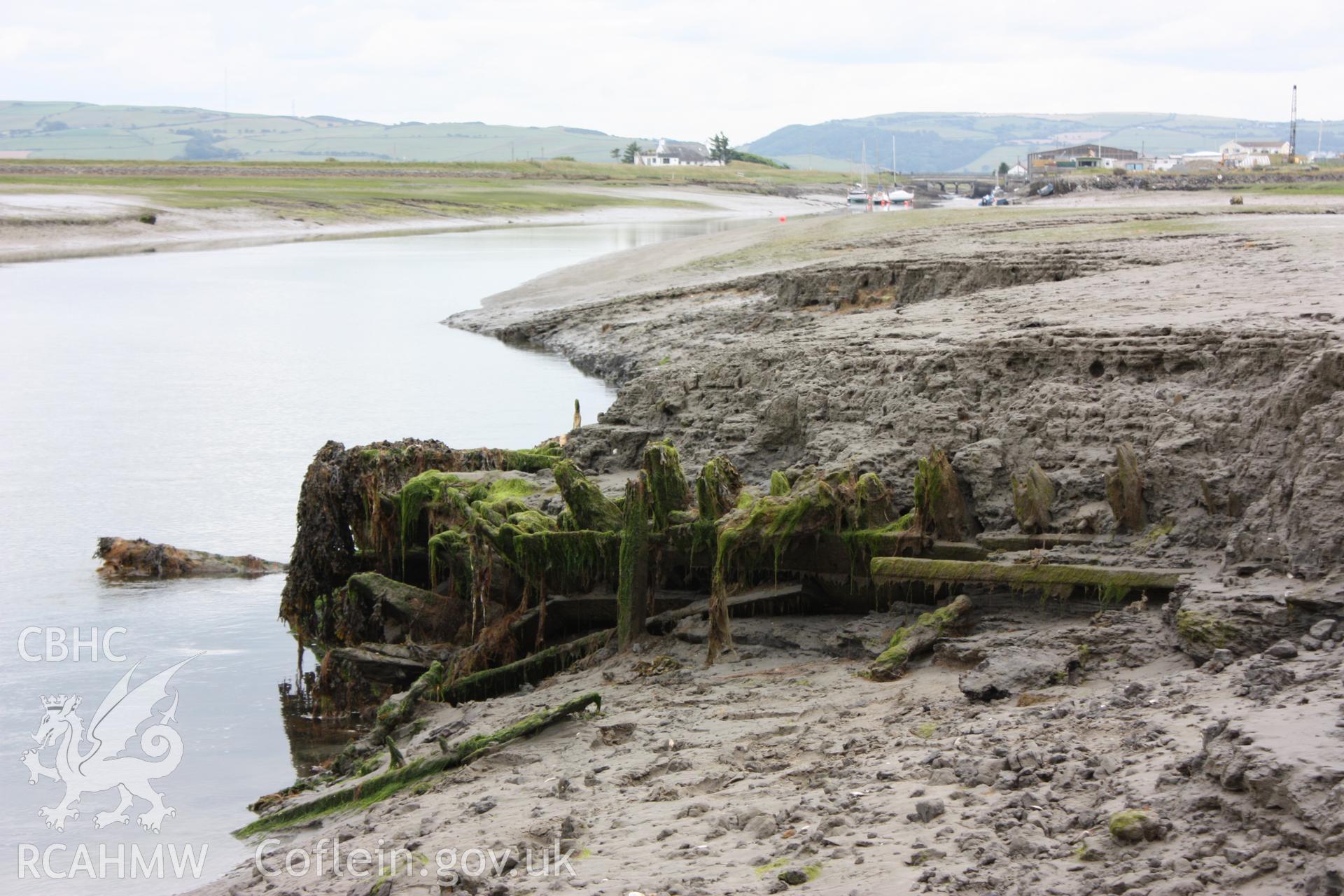 Exposure of starboard side of wreck and stern from north looking south along the Leri.
