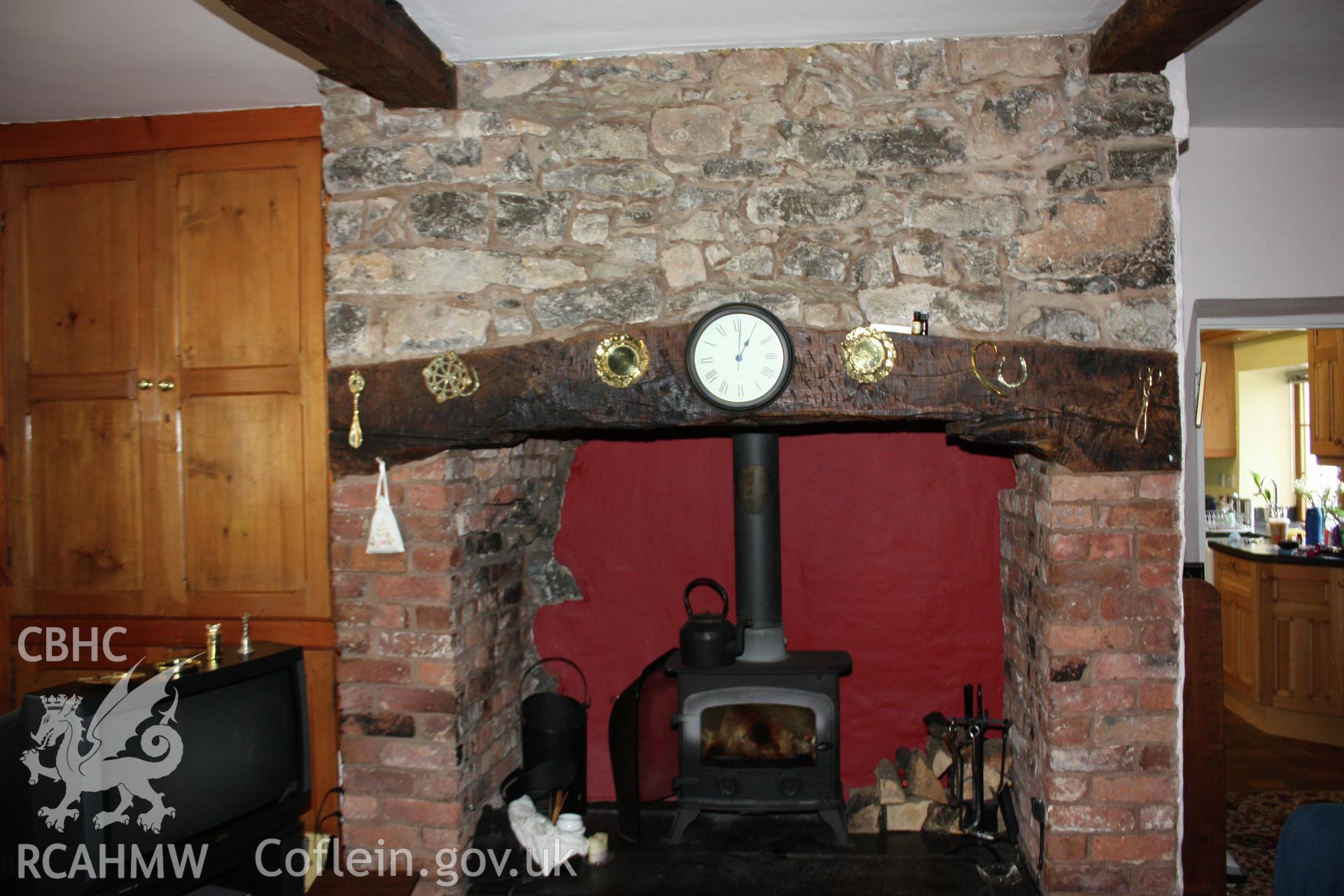 Interior, hall/kitchen fireplace.