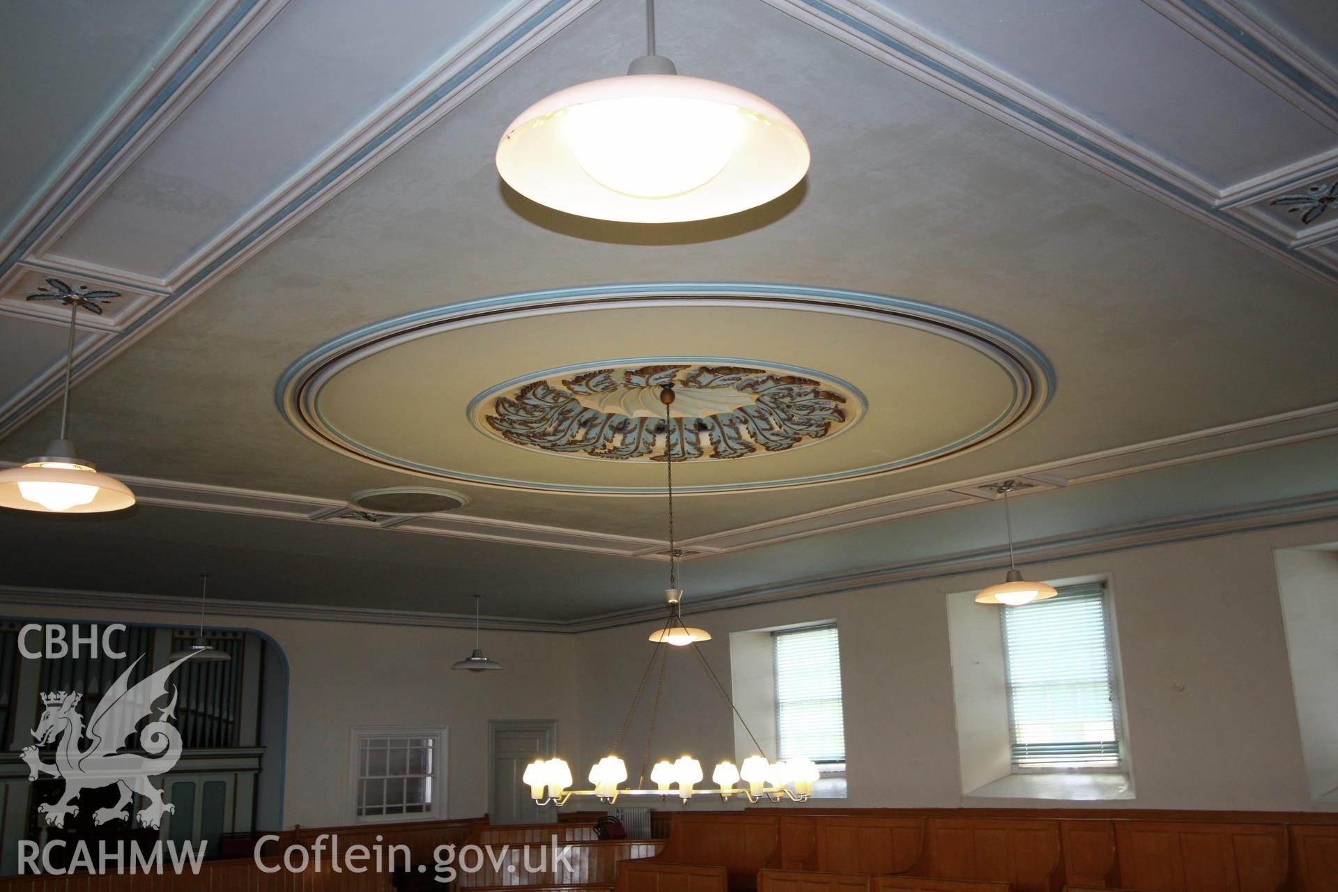 Hermon Chapel interior, detail of plaster ceiling.
