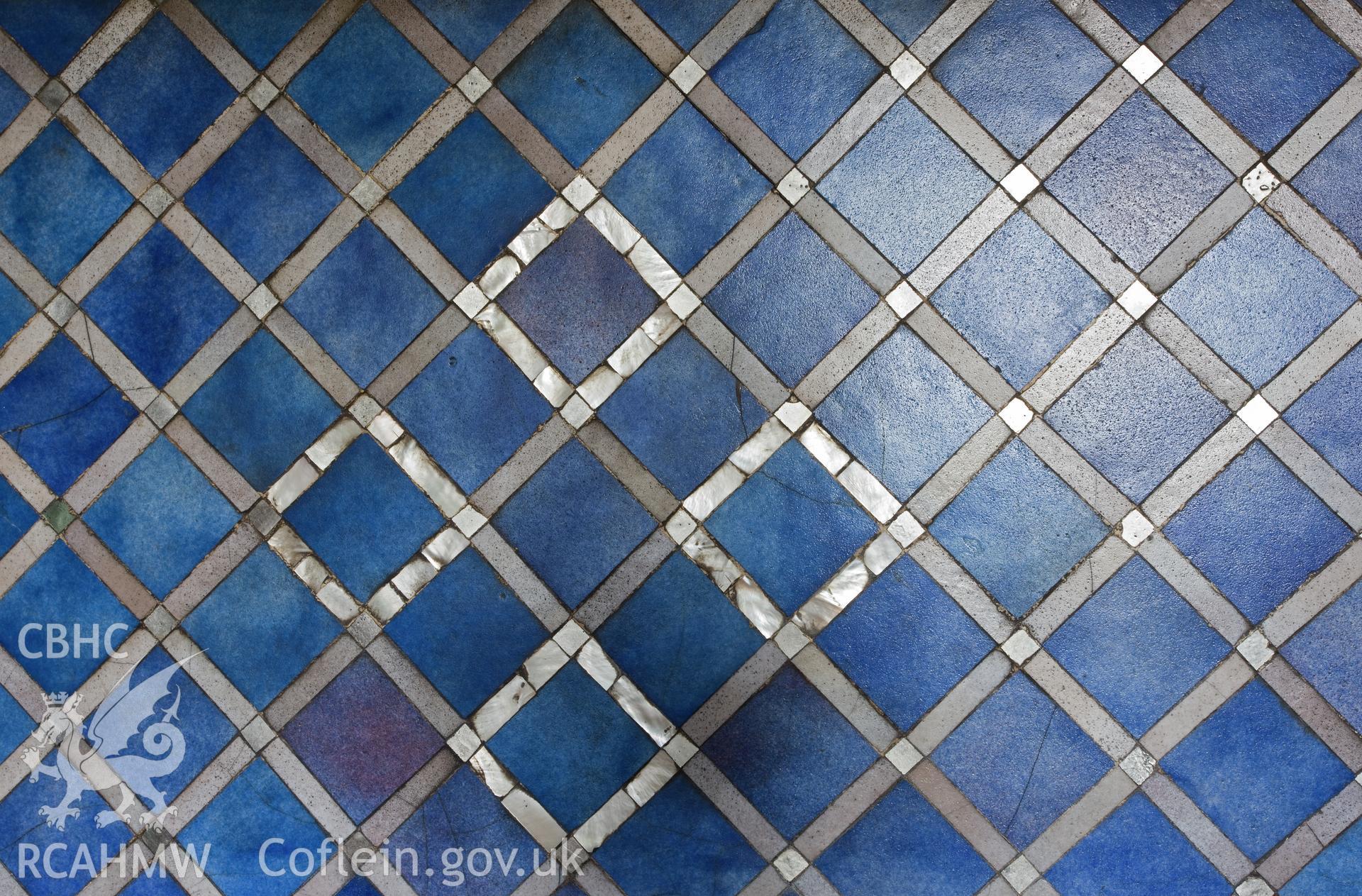 Fireplace tiles, detail.