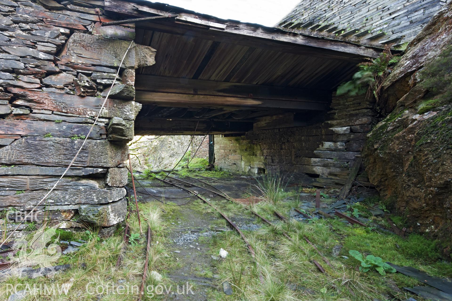 Top of incline with base of winding house, viewed from the south.