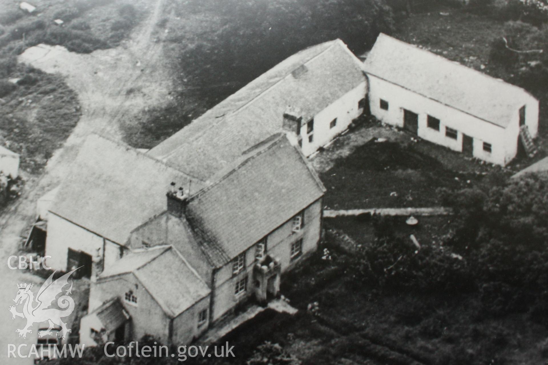Exterior, aerial view of farm from south-west, c1960.
