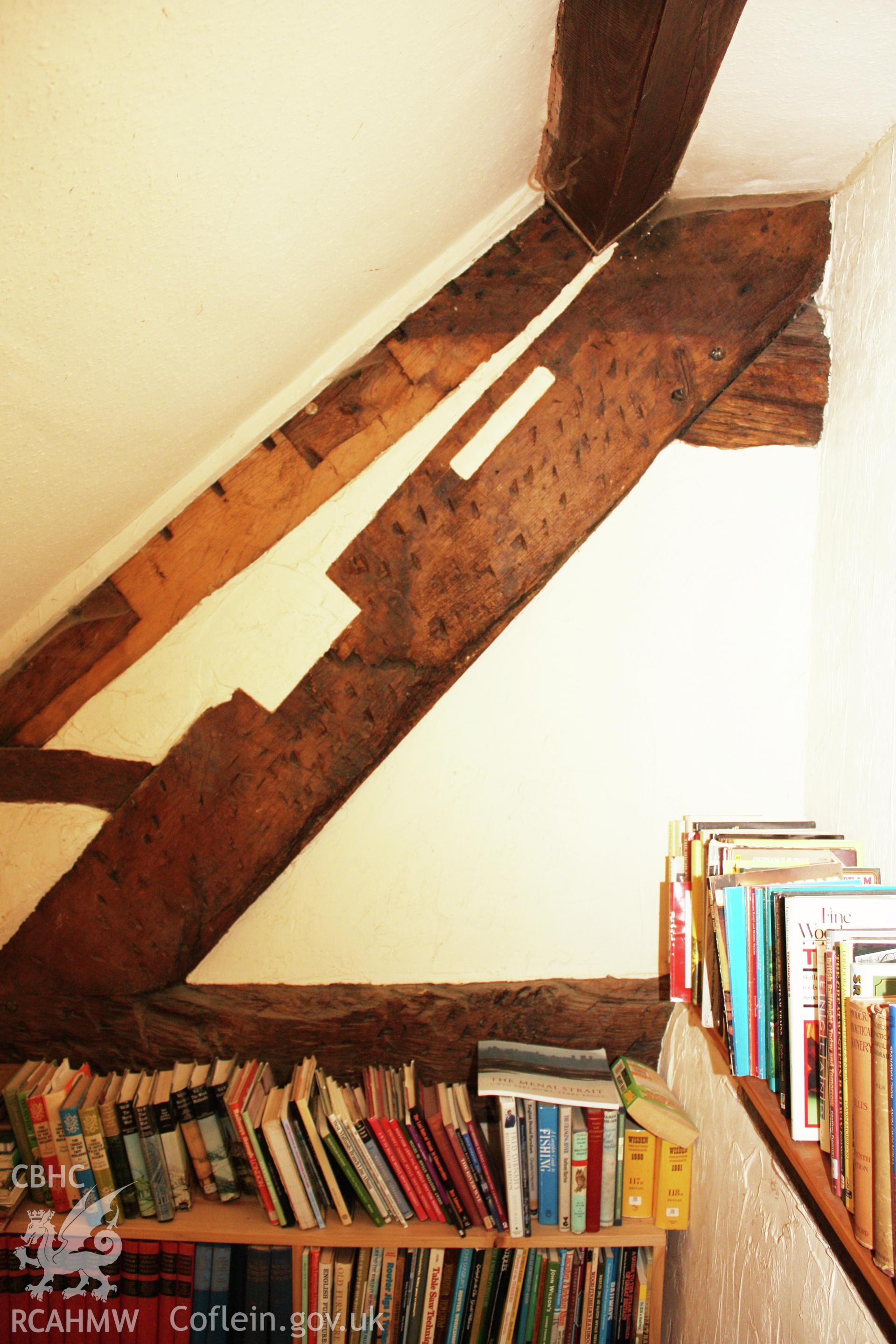 Interior, roof-truss from parlour stair