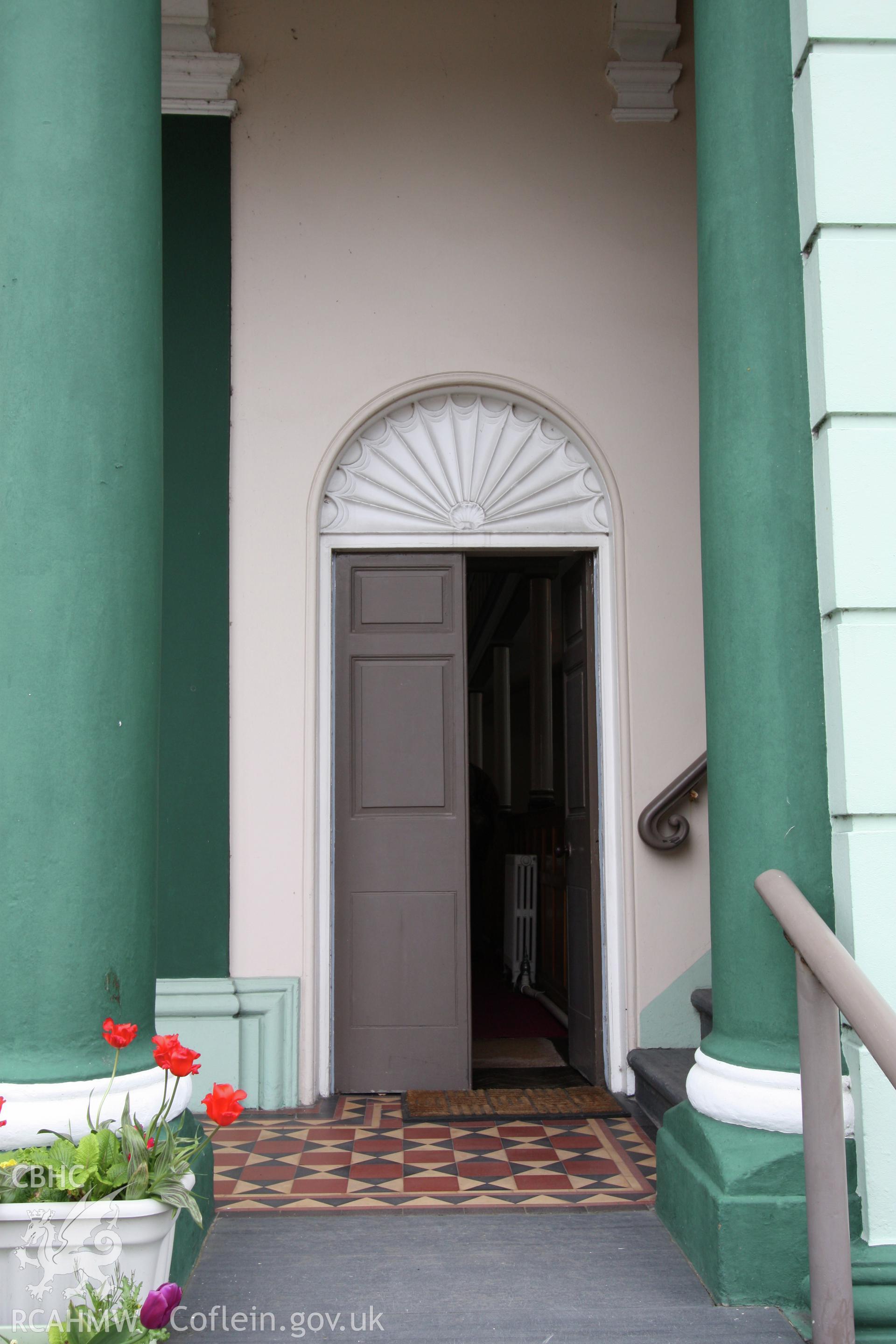 Hermon Chapel, detail of right hand entrance in the front fa?ade.