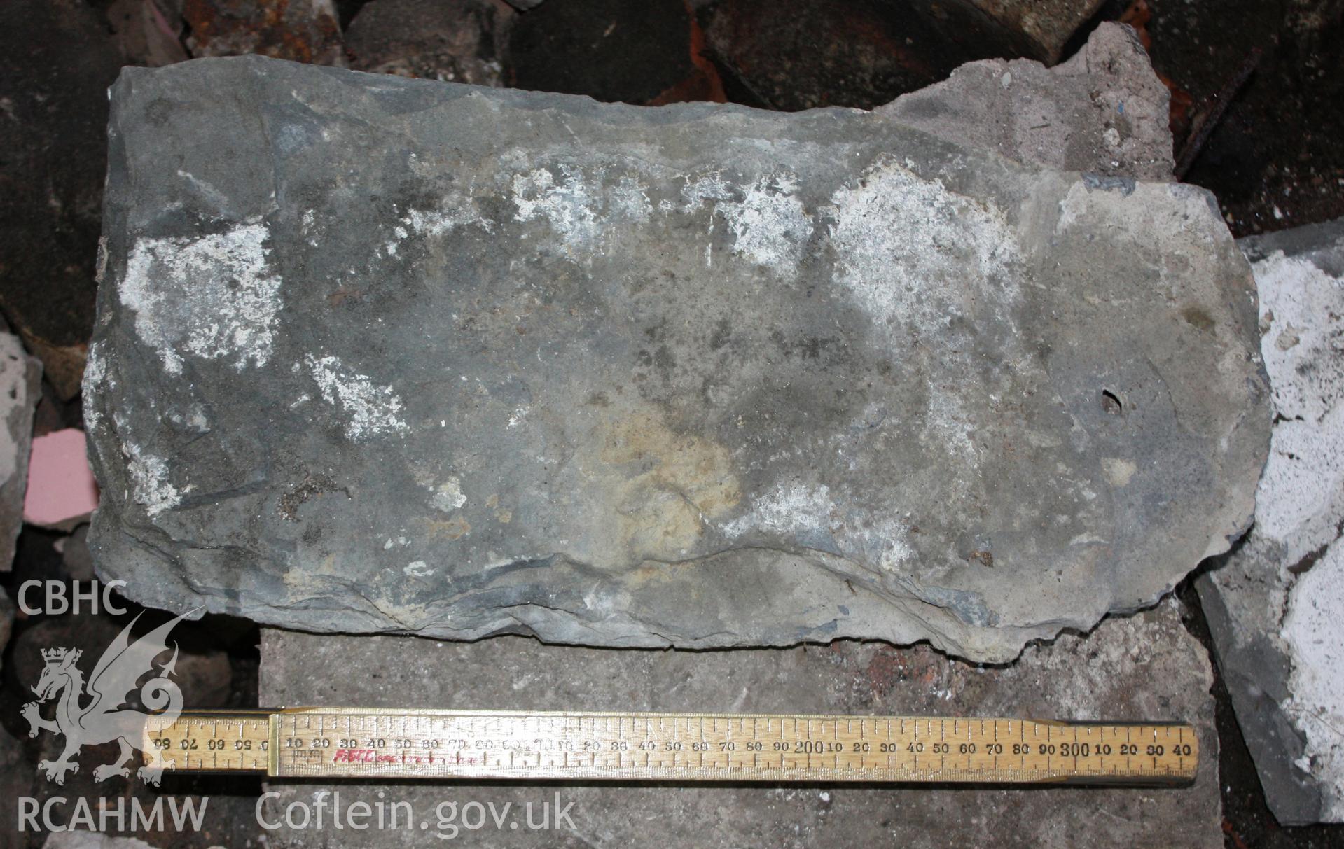 Stone tile from former roof.