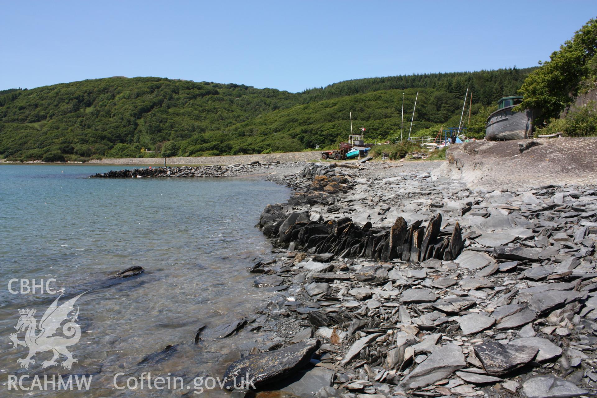 Remains of slateworks quay and harbour/breakwater arm (viewed from east)
