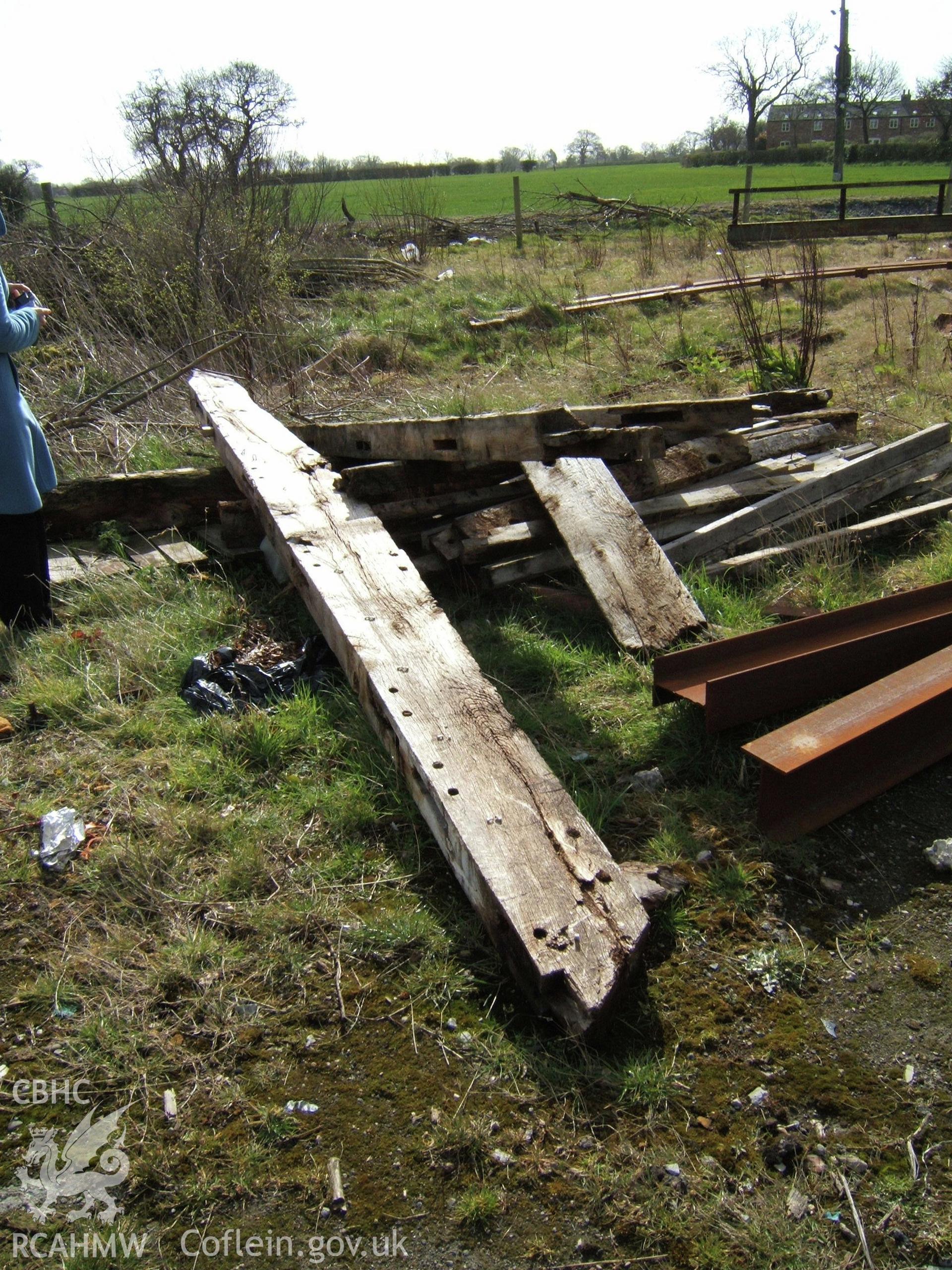 Box-frame roof truss  tie-beam assumed from house, after removal, from earlier Wrexham planning dept photos.