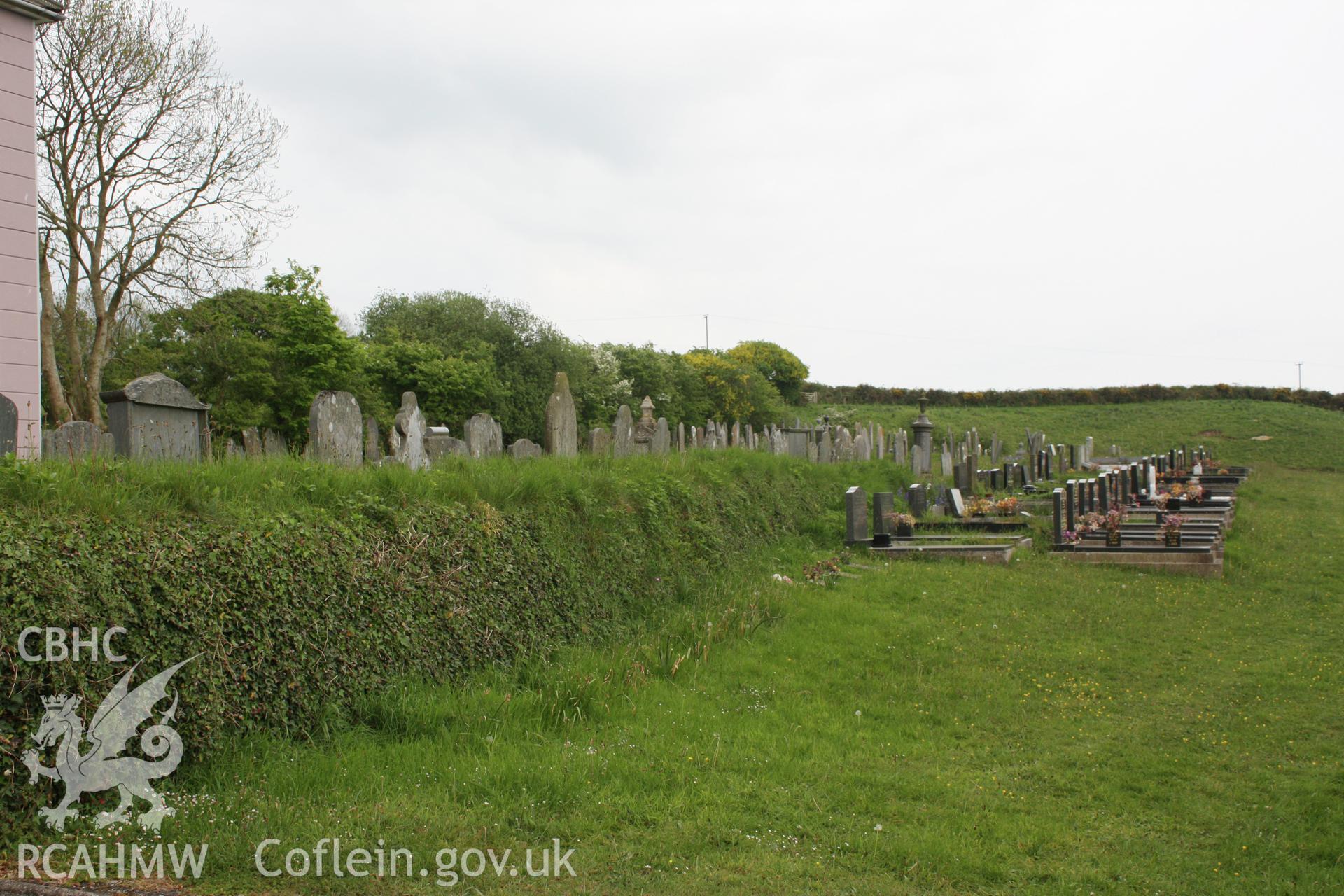 Penparc Baptist church, graveyard looking east.