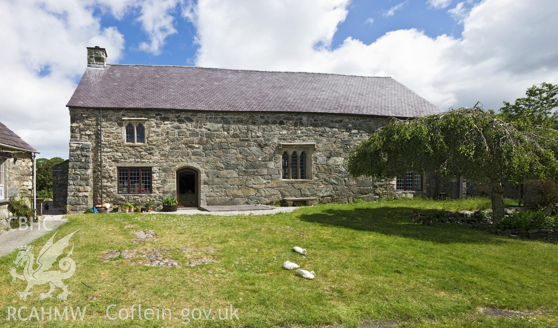 Exterior digital photographs of Cochwillan Hall from the southwest.