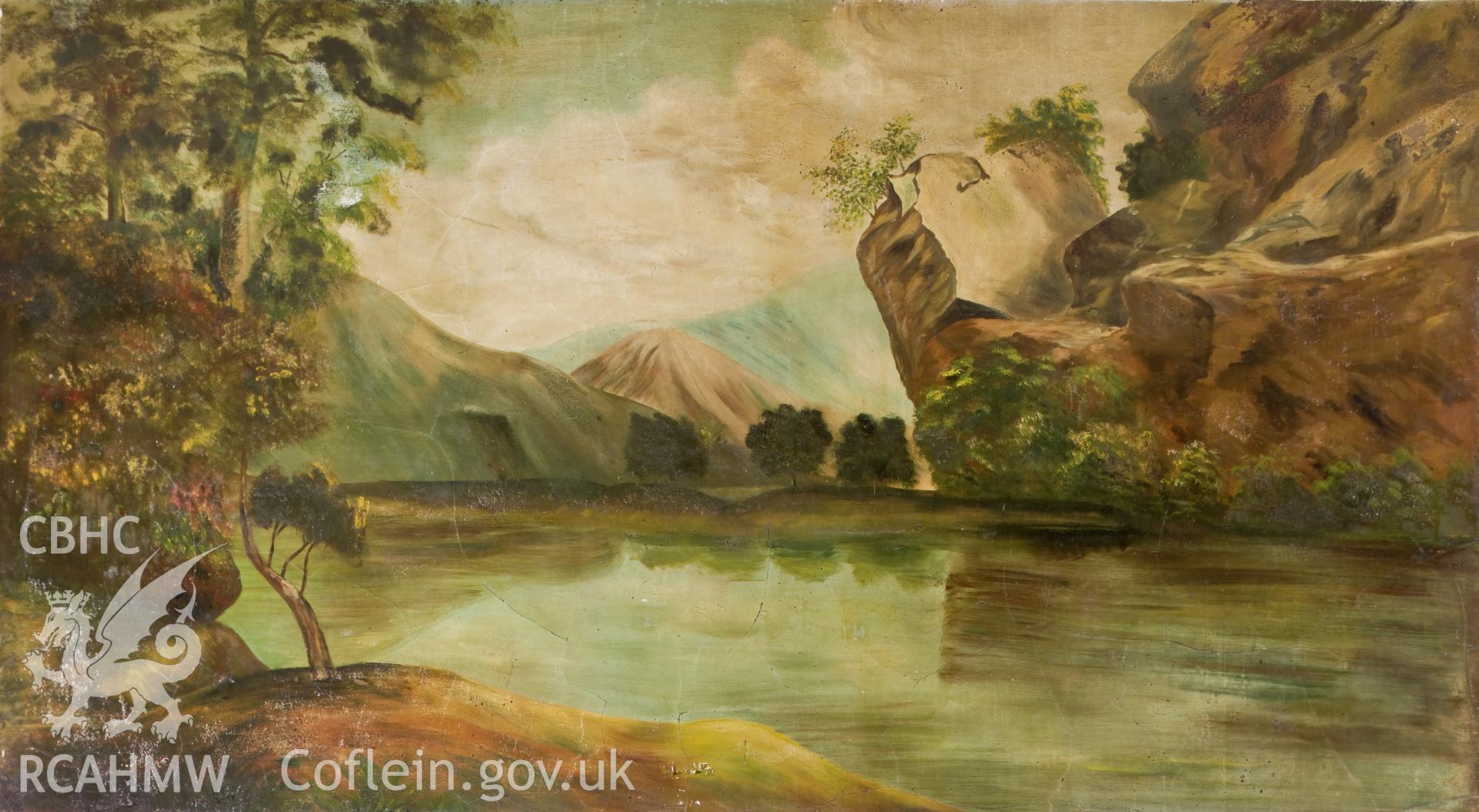 Wall painting In the cookhouse,believed to have been produced by prisoners of war in the 1940's.
