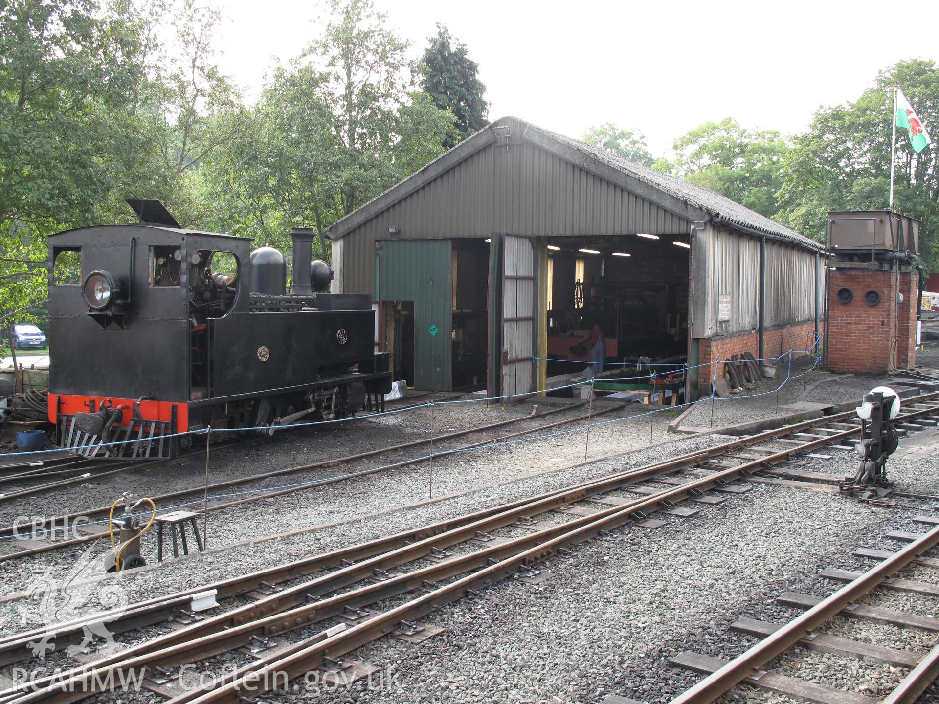 Llanfair Caereinion locomotive shed from the northwest, taken by Brian Malaws on 03 September 2010.