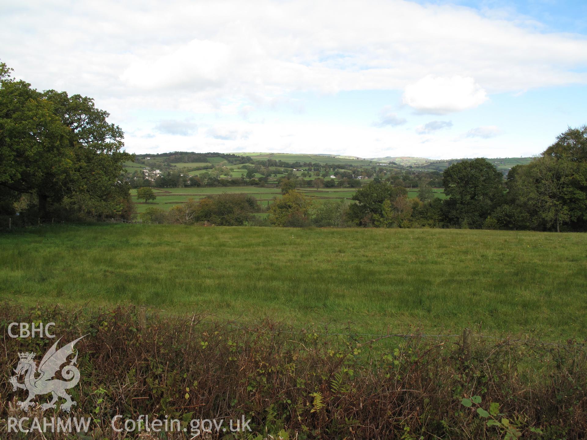 Battlesites of Cymerau and Ystrad Rwnws from the south, taken by Brian Malaws on 20 October 2010.