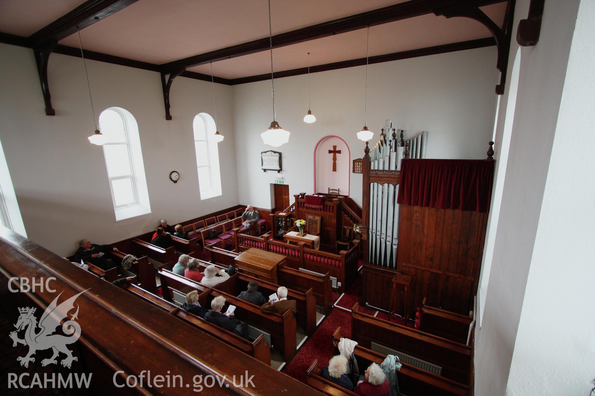 Noddfa Welsh Baptist Church, interior looking towards pulpit end.
