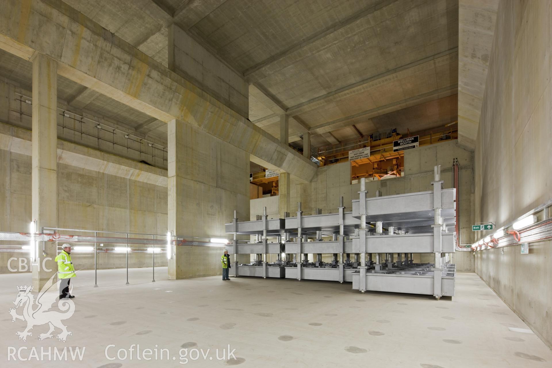 Stillages inside the ILW store, which store and secure drums.