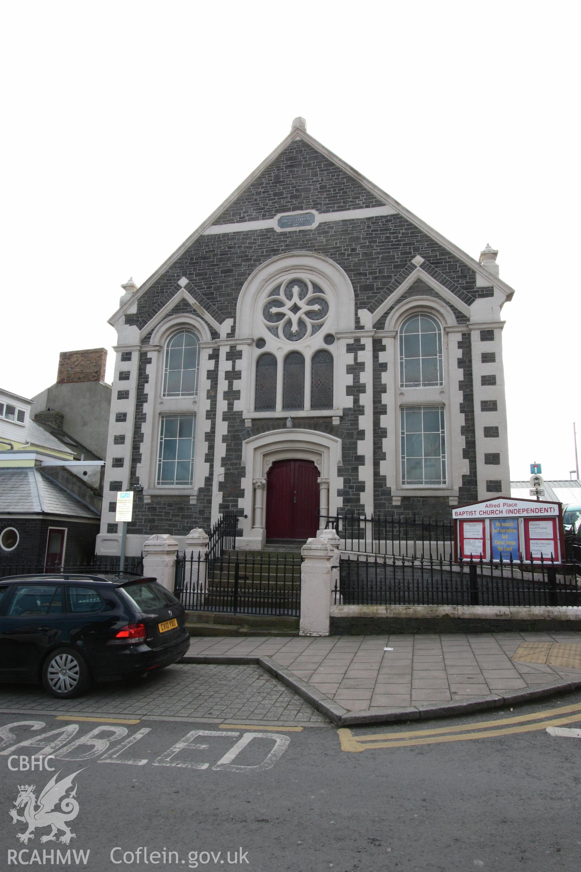 Front facade of Alfred Place Baptist Chapel, Aberystwyth