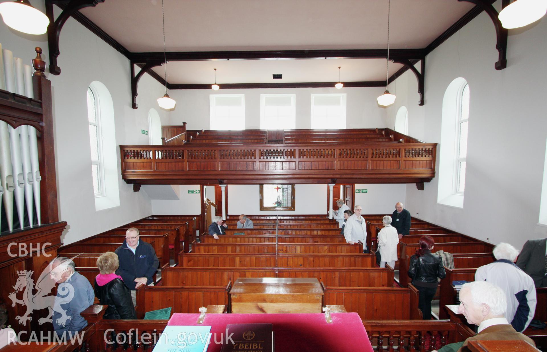 Noddfa Welsh Baptist Church, view towrds end gallery from pulpit.