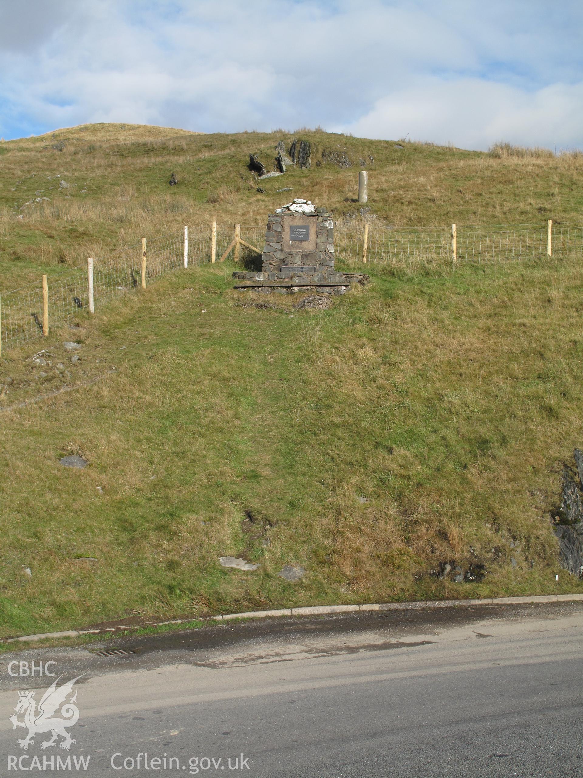 General view of the Battle of Hyddgen Monument from the west, taken by Brian Malaws 10 November 2010.