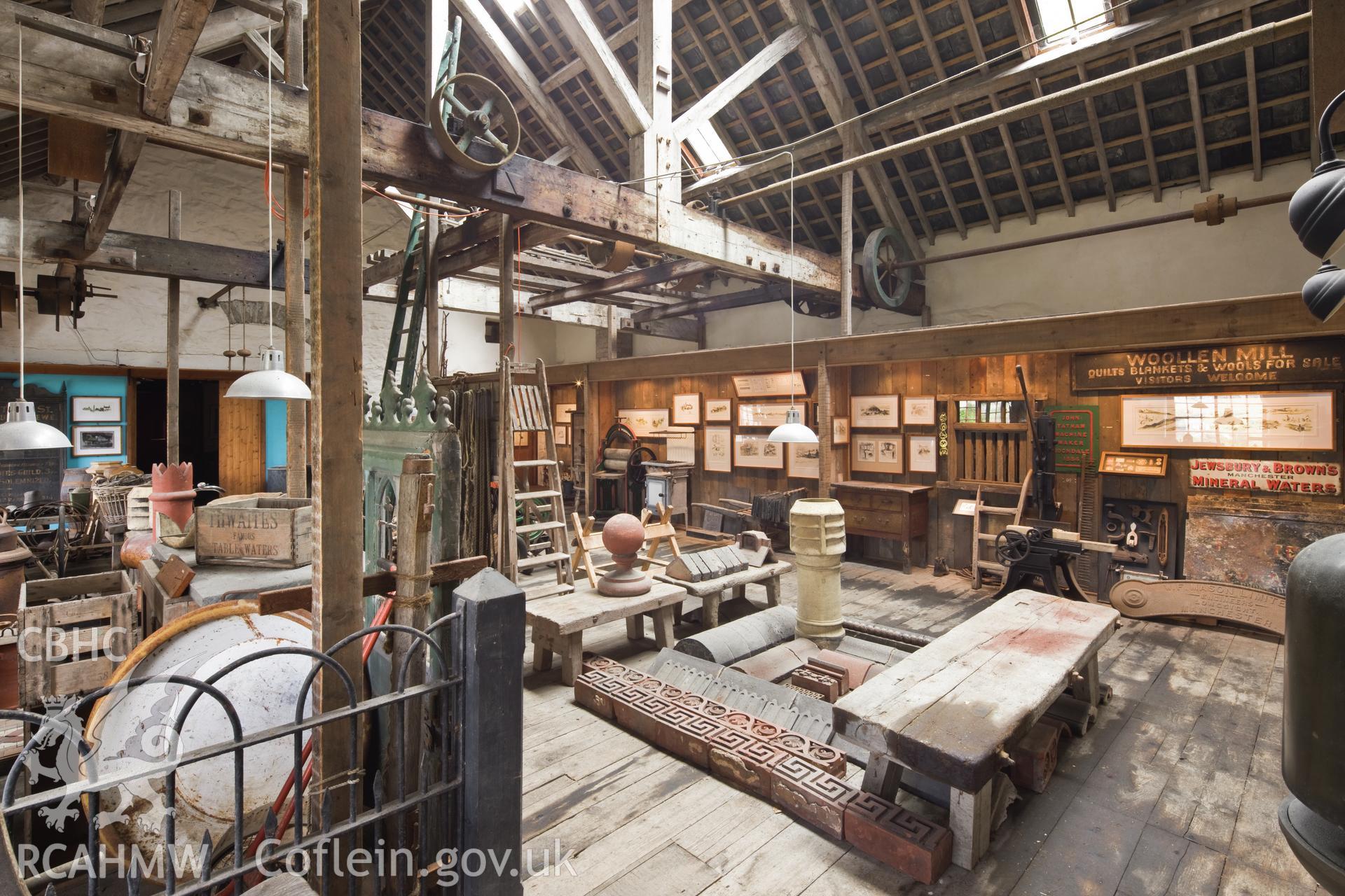 Interior of mill from the southwest, with display lighting